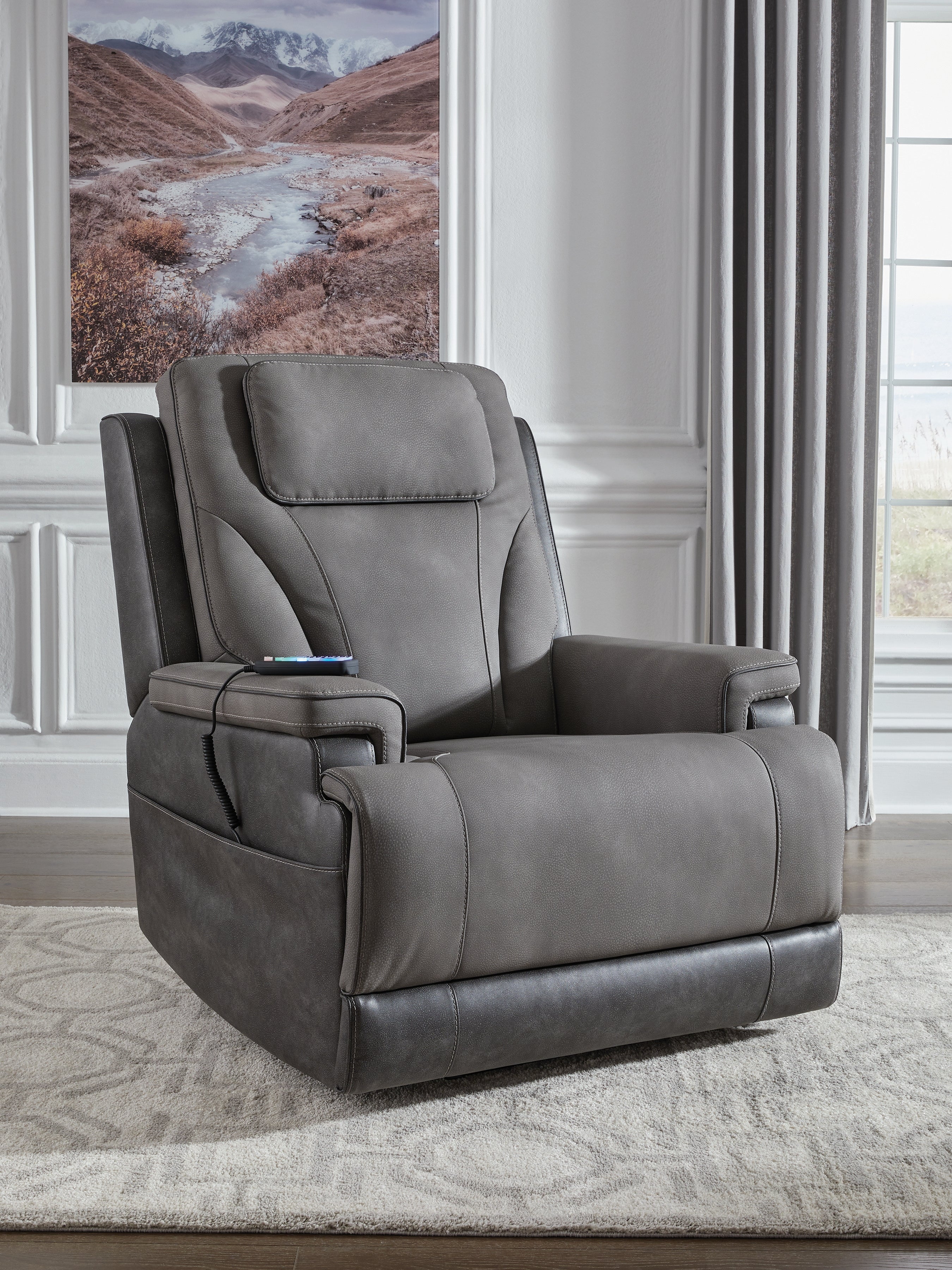 Elite Furniture Outlet - Ashley Furniture - 4Z-Peaceful Pause Living Room - Power Lift Recliner / Slate - PC1210412