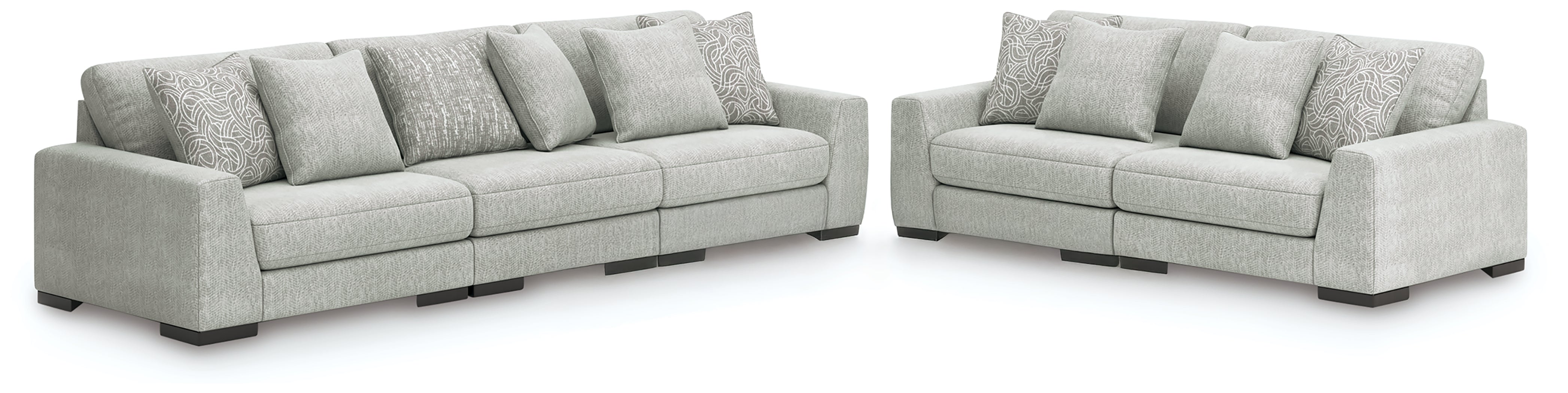 Elite Furniture Outlet - Ashley Furniture - Regent Park 3-Piece Sectional Sofa and 2-Piece Sectional Loveseat - 3-Piece Sectional Sofa and 2-Piece Sectional Loveseat / Pewter - 14404U4
