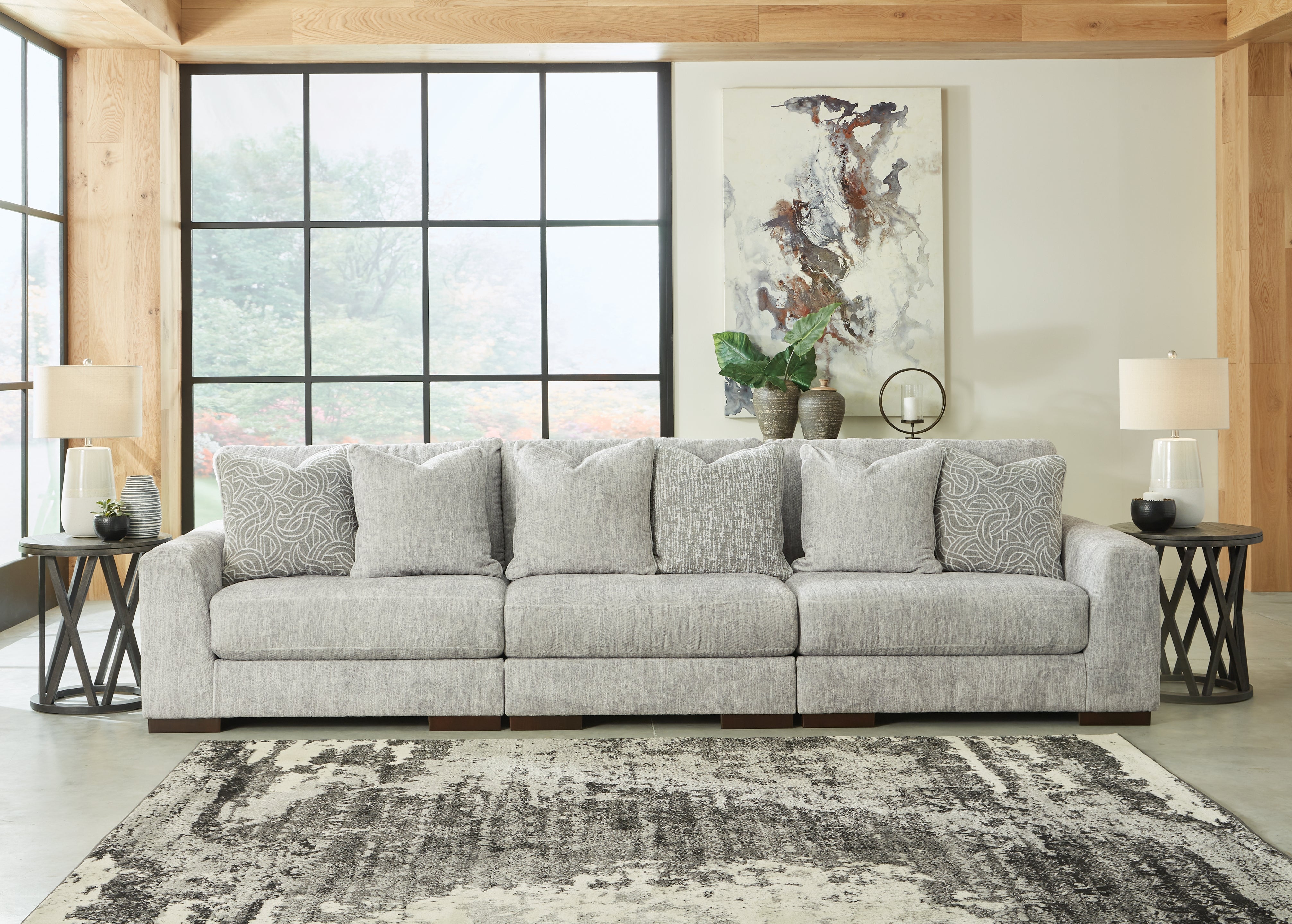Elite Furniture Outlet - Ashley Furniture - Regent Park Sectional - RAF 6-Piece Sectional / Pewter - 14404S7
