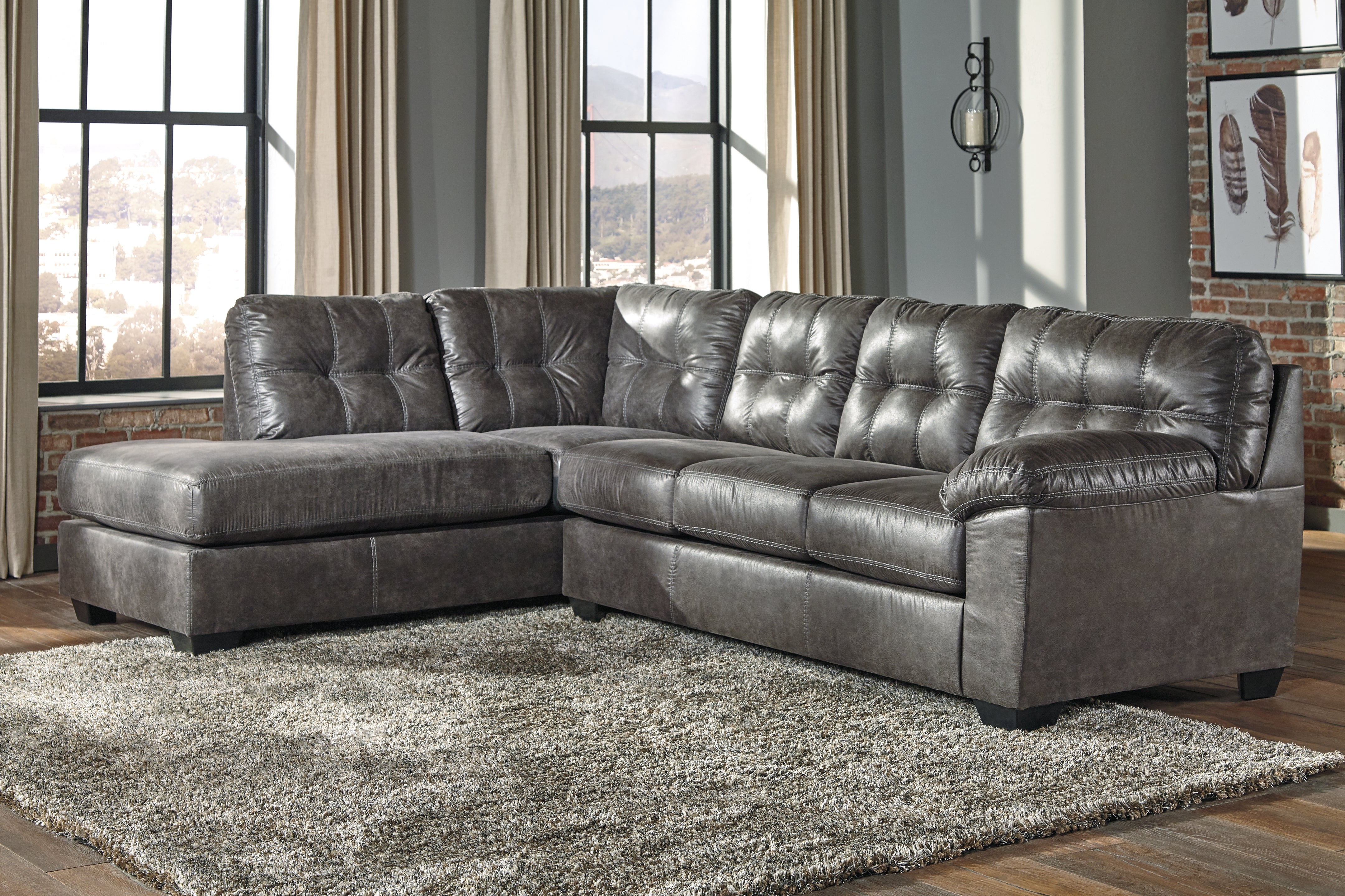 Elite Furniture Outlet - Ashley Furniture - Fallston Sectional - RAF 2-Piece Sectional with Chaise / Slate - 17221S1