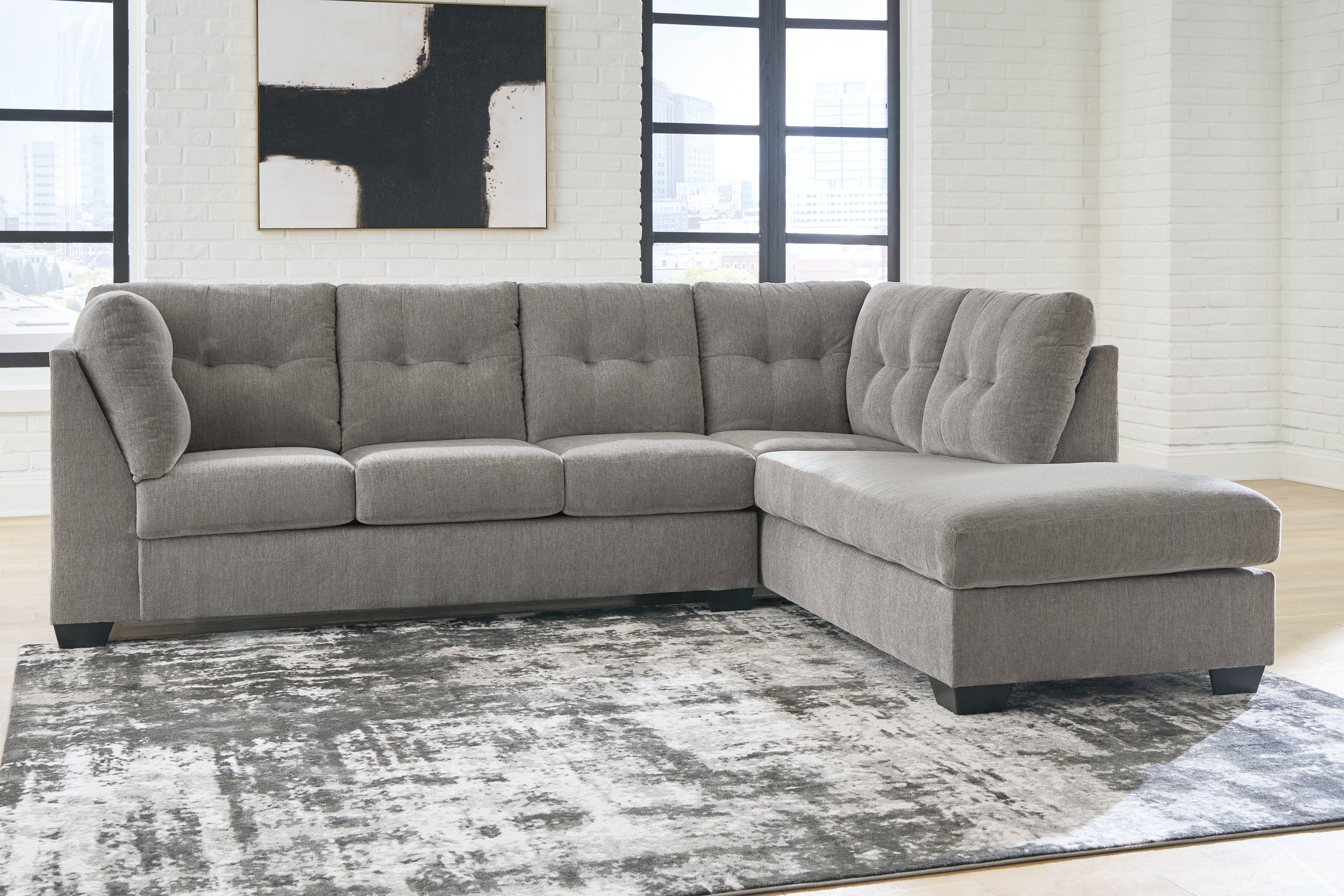 Elite Furniture Outlet - Ashley Furniture - Lanelly Sectional - LAF 2-Piece Sectional with Chaise / Alloy - 17504S1