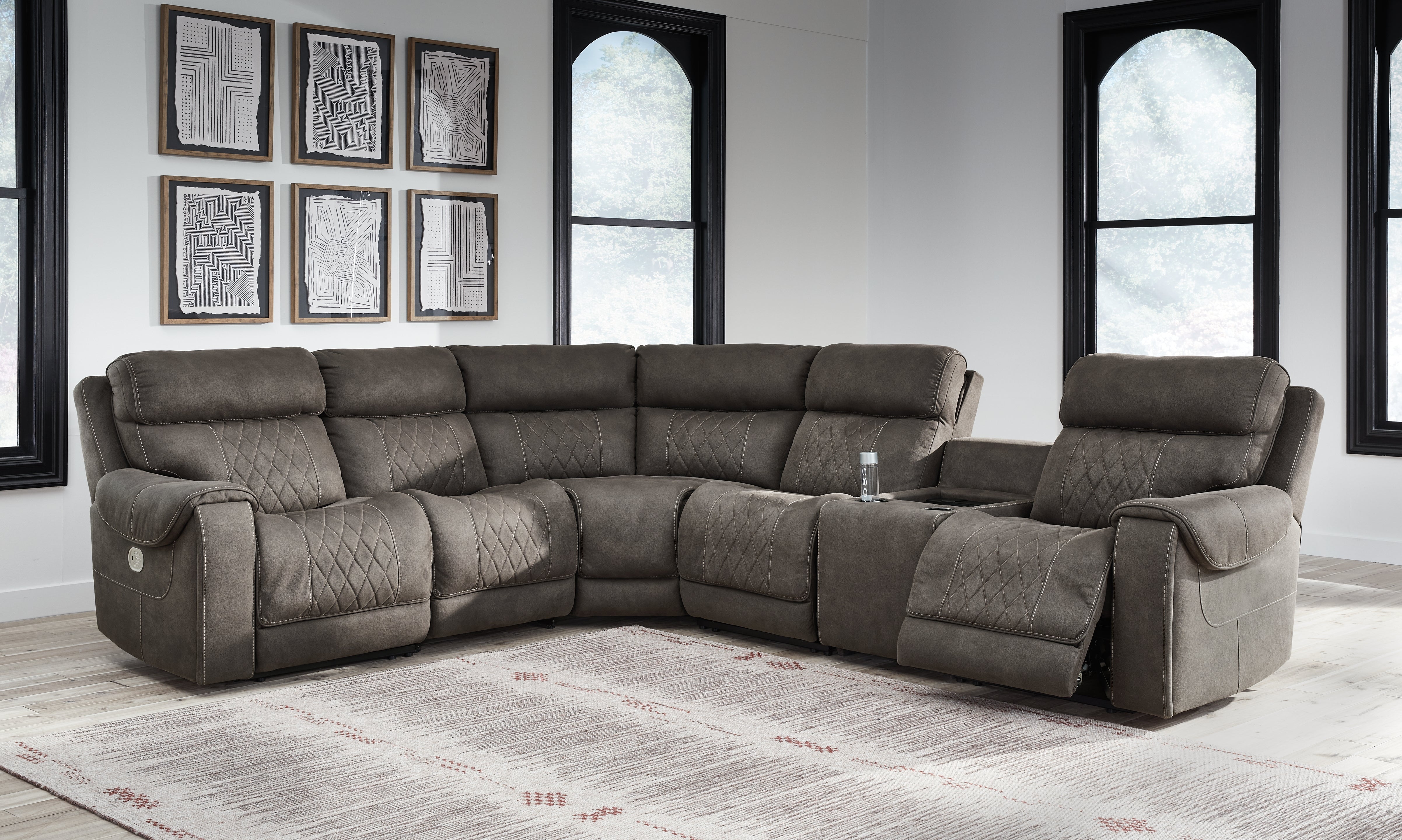 Elite Furniture Outlet - Ashley Furniture - Hoopster Sectional - 6-Piece Power Reclining Sectional / Gunmetal - 23703S5