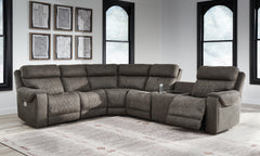Elite Furniture Outlet - Ashley Furniture - Hoopster Sectional - 6-Piece Power Reclining Sectional / Gunmetal - 23703S5