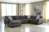 Elite Furniture Outlet - Ashley Furniture - Ambee Sectional - RAF 3-Piece Sectional with Chaise / Slate - 28620S1