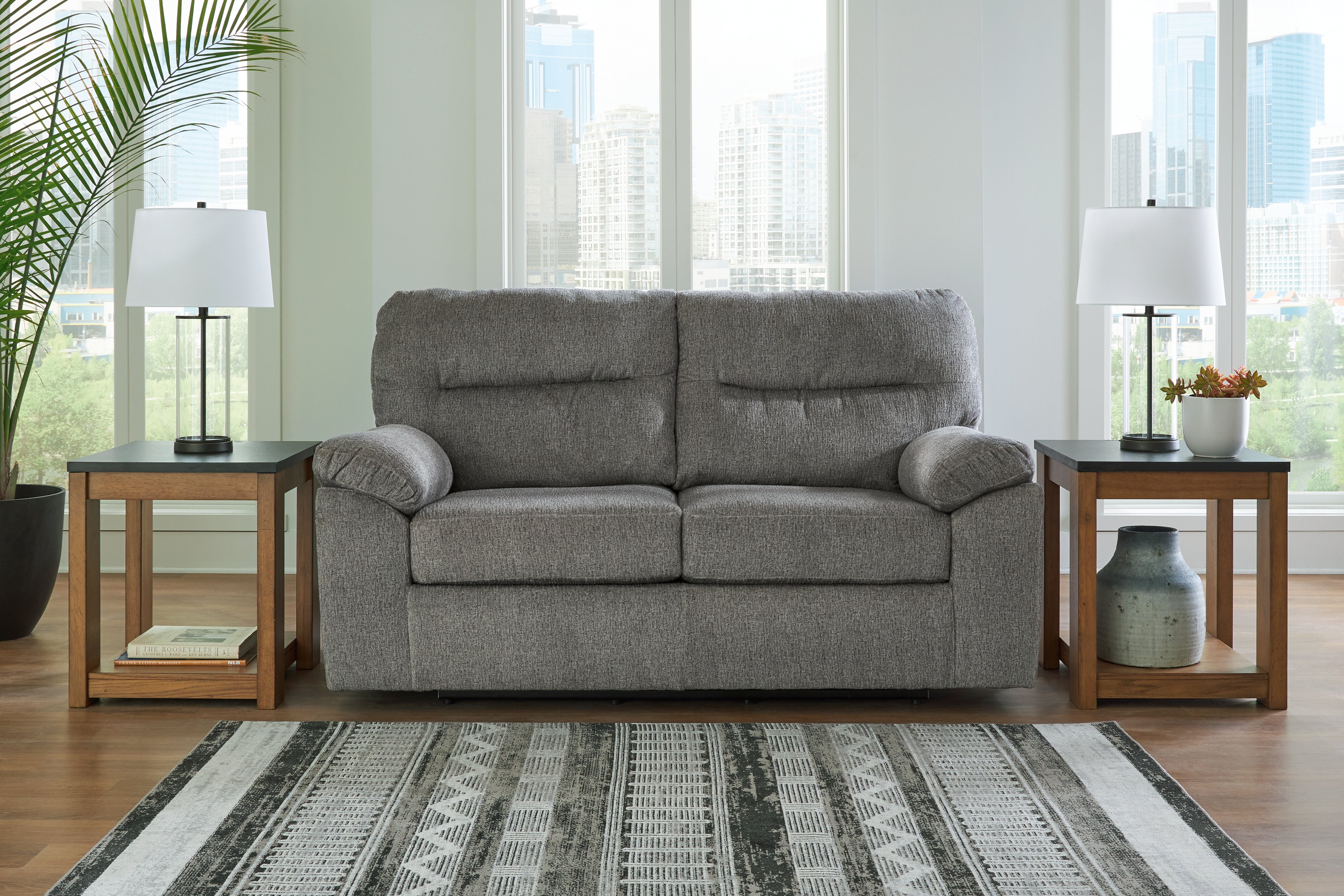 Elite Furniture Outlet - Ashley Furniture - Bindura Living Room - Glider Loveseat / Mineral - 3030578