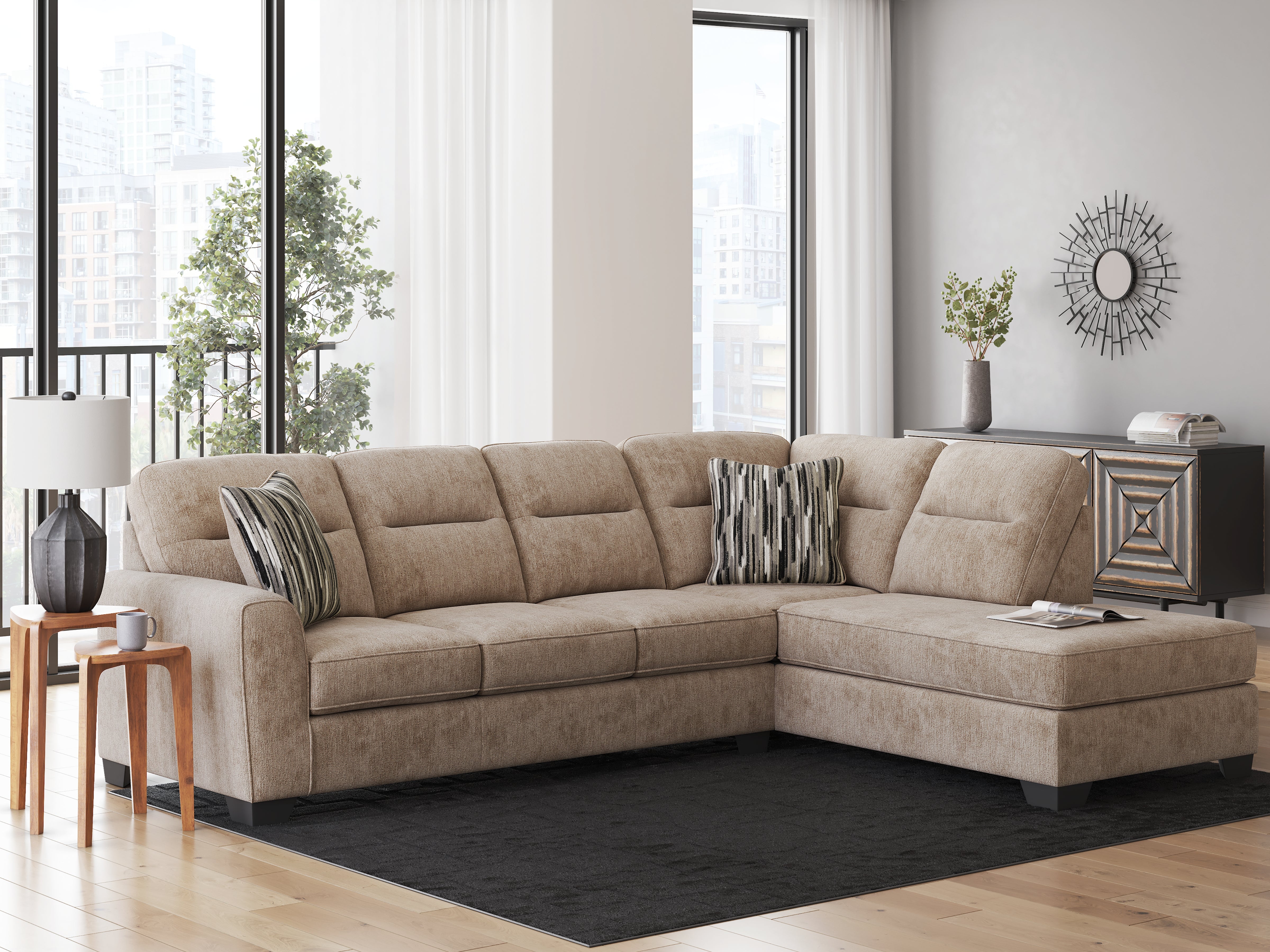 Elite Furniture Outlet - Ashley Furniture - Olten Sectional - RAF 2-Piece Sectional with Chaise / Graphite - 31305S1