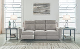 Elite Furniture Outlet - Ashley Furniture - Barnsana Living Room - DBL REC PWR Loveseat w/Console / Gravel - 3320296