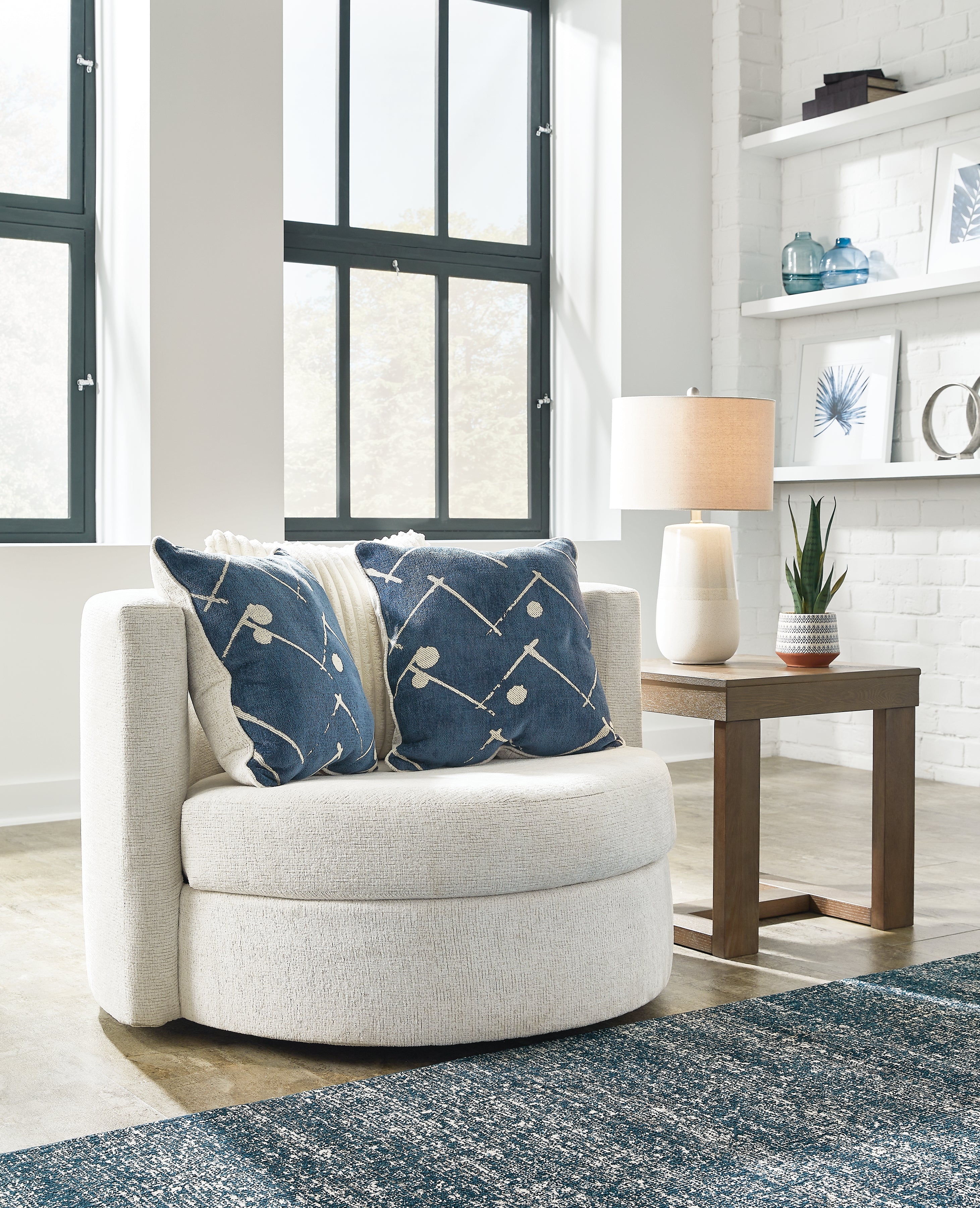 Elite Furniture Outlet - Ashley Furniture - Padova Living Room - Swivel Accent Chair / Ivory - 3370644