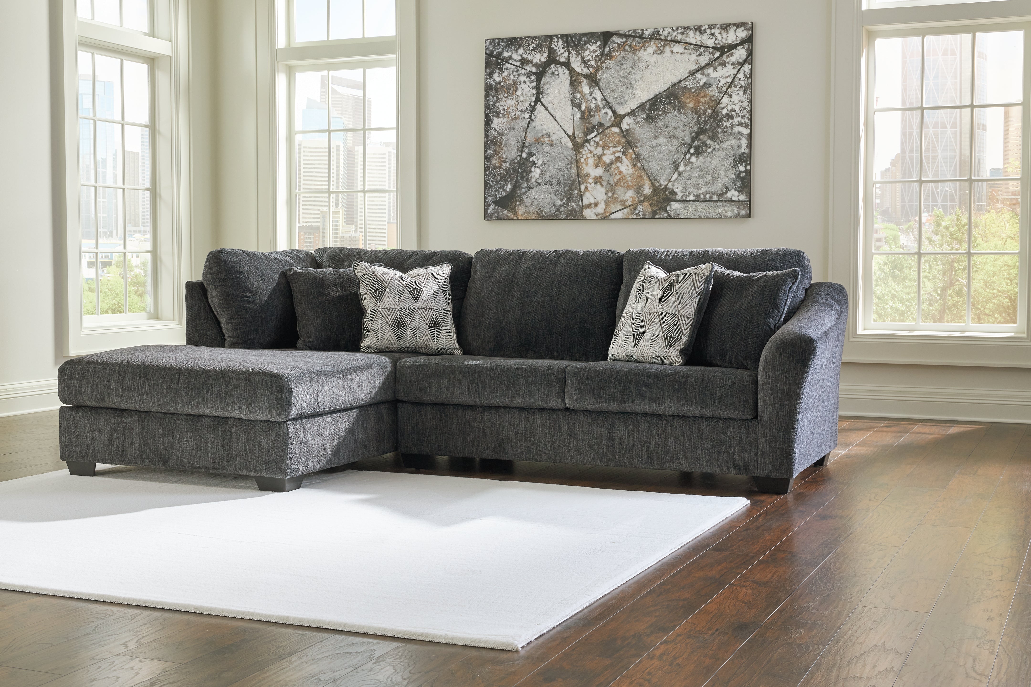 Elite Furniture Outlet - Ashley Furniture - Biddeford Sectional - RAF 2-Piece Sectional with Chaise / Shadow - 35504S1