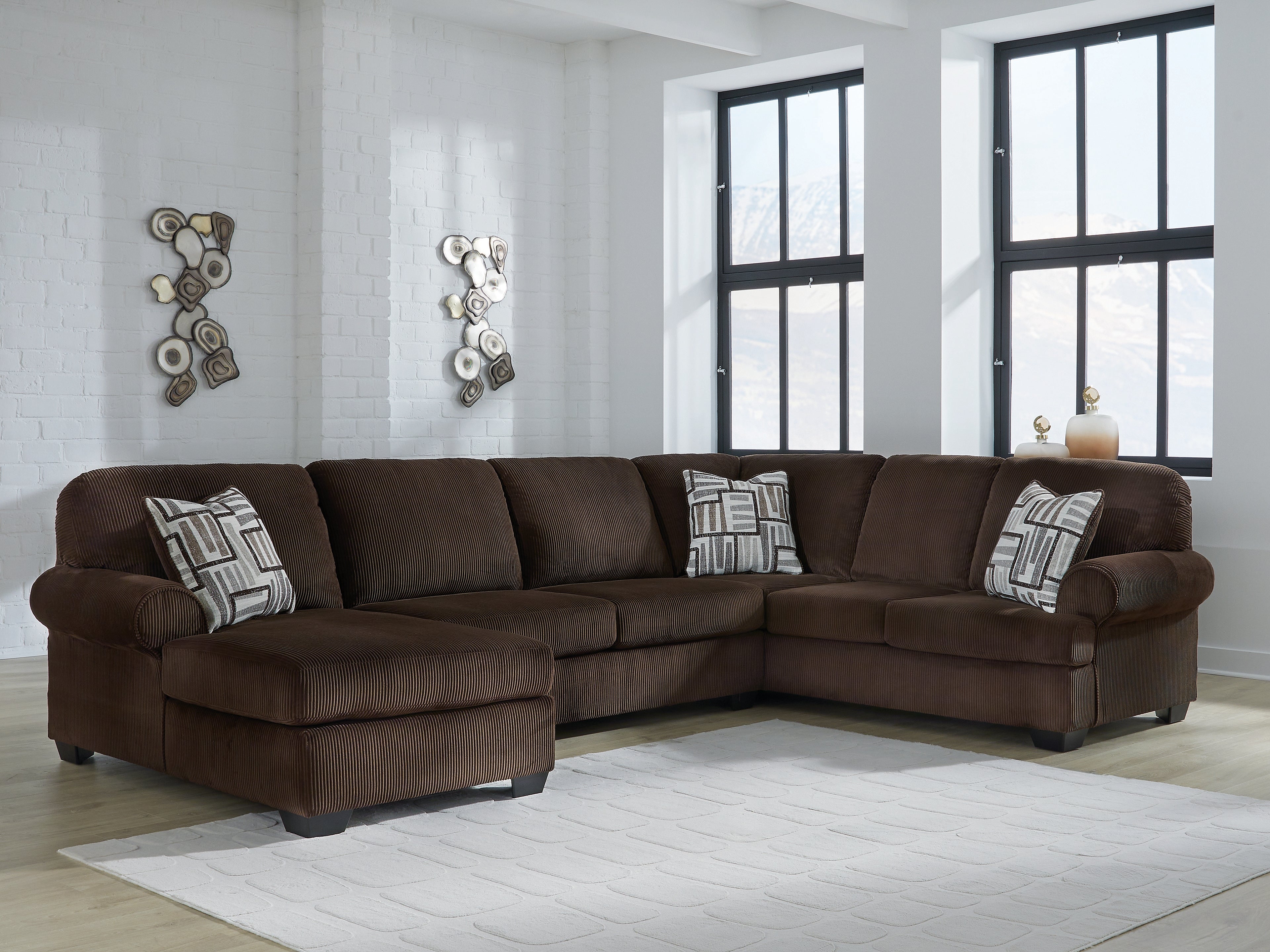 Elite Furniture Outlet - Ashley Furniture - Kimlee Sectional - RAF 3-Piece Sectional with Double Chaise / Chocolate - PC35603S3