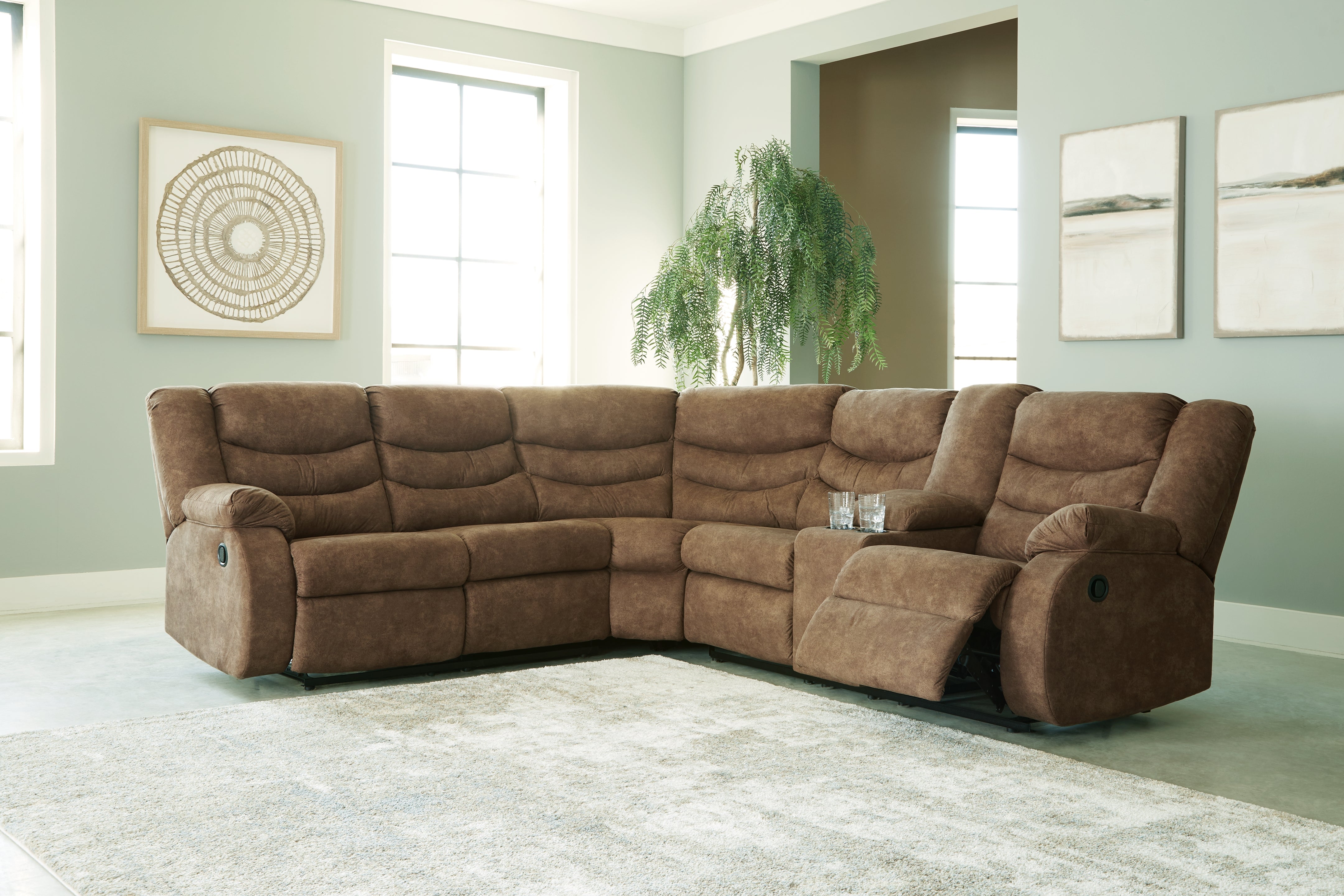Elite Furniture Outlet - Ashley Furniture - Partymate Sectional - 2-Piece Reclining Sectional / Brindle - 36902S1