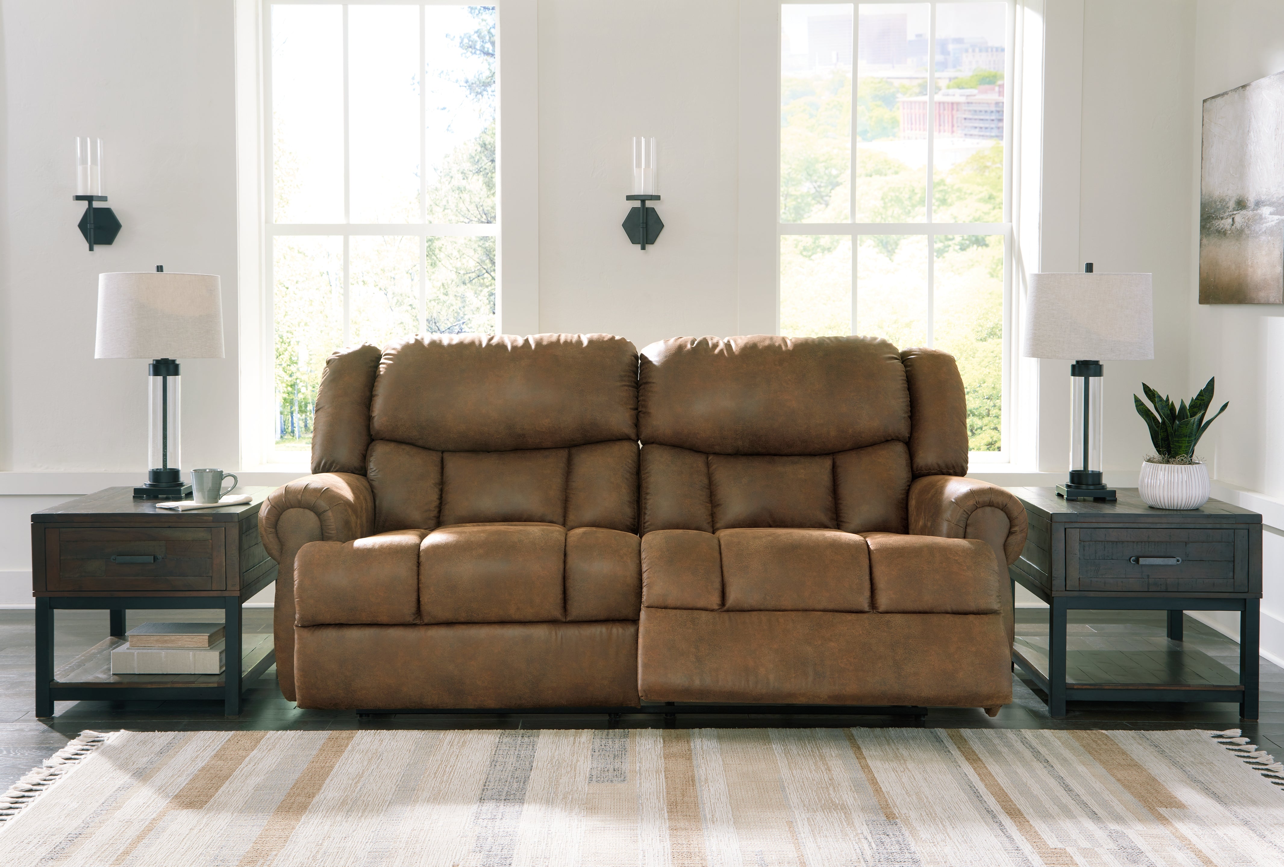Elite Furniture Outlet - Ashley Furniture - Boothbay Living Room - 2 Seat Reclining Power Sofa / Auburn - 4470447