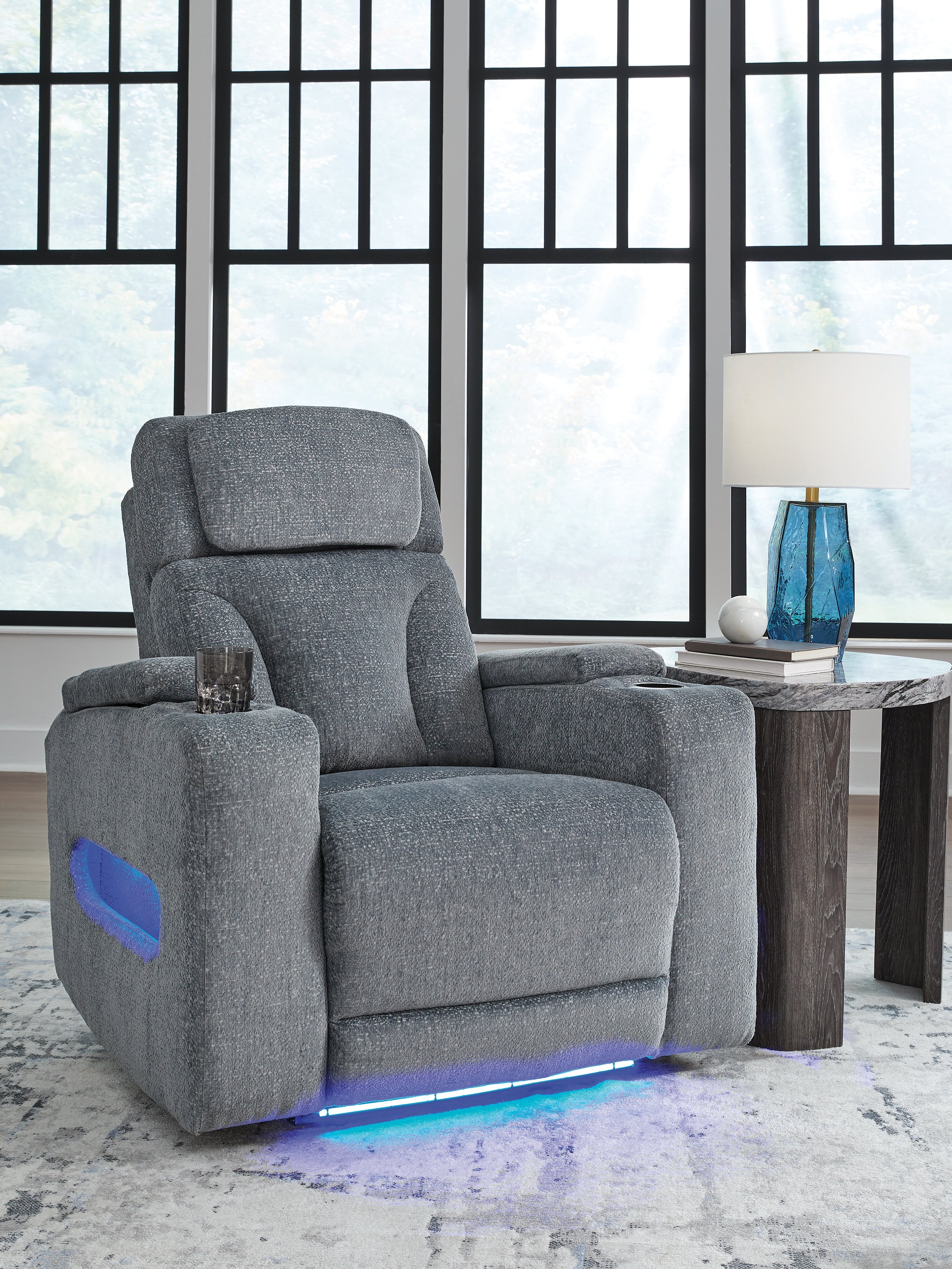 Elite Furniture Outlet - Ashley Furniture - Studio Cave Living Room - PWR Recliner/ADJ Headrest / Steel - PC4980213