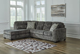 Elite Furniture Outlet - Ashley Furniture - Lonoke Sectional - LAF 2-Piece Sectional with Chaise / Gunmetal - 50504S2