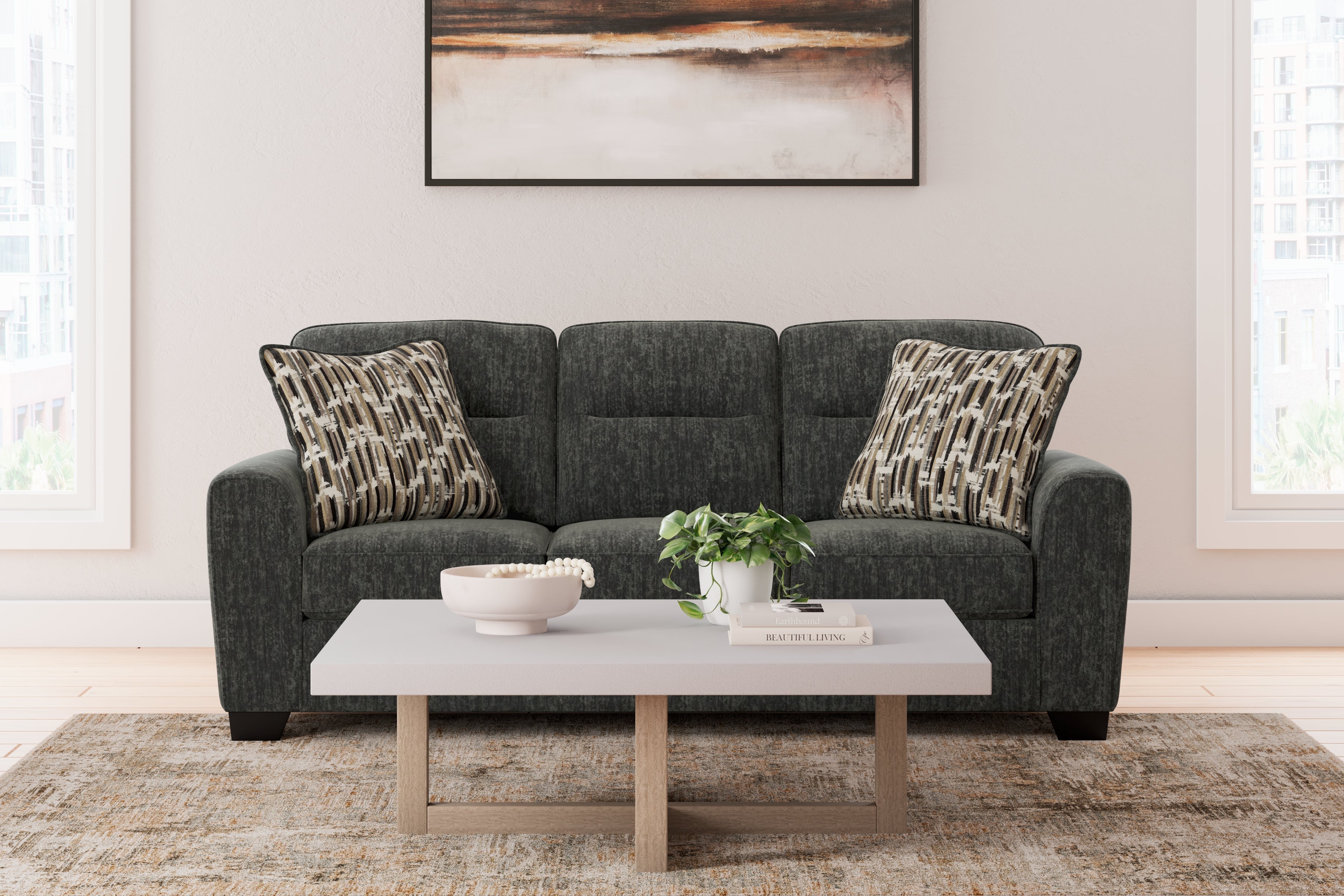 Elite Furniture Outlet - Ashley Furniture - Lonoke Living Room - Loveseat / Gunmetal - 5050435