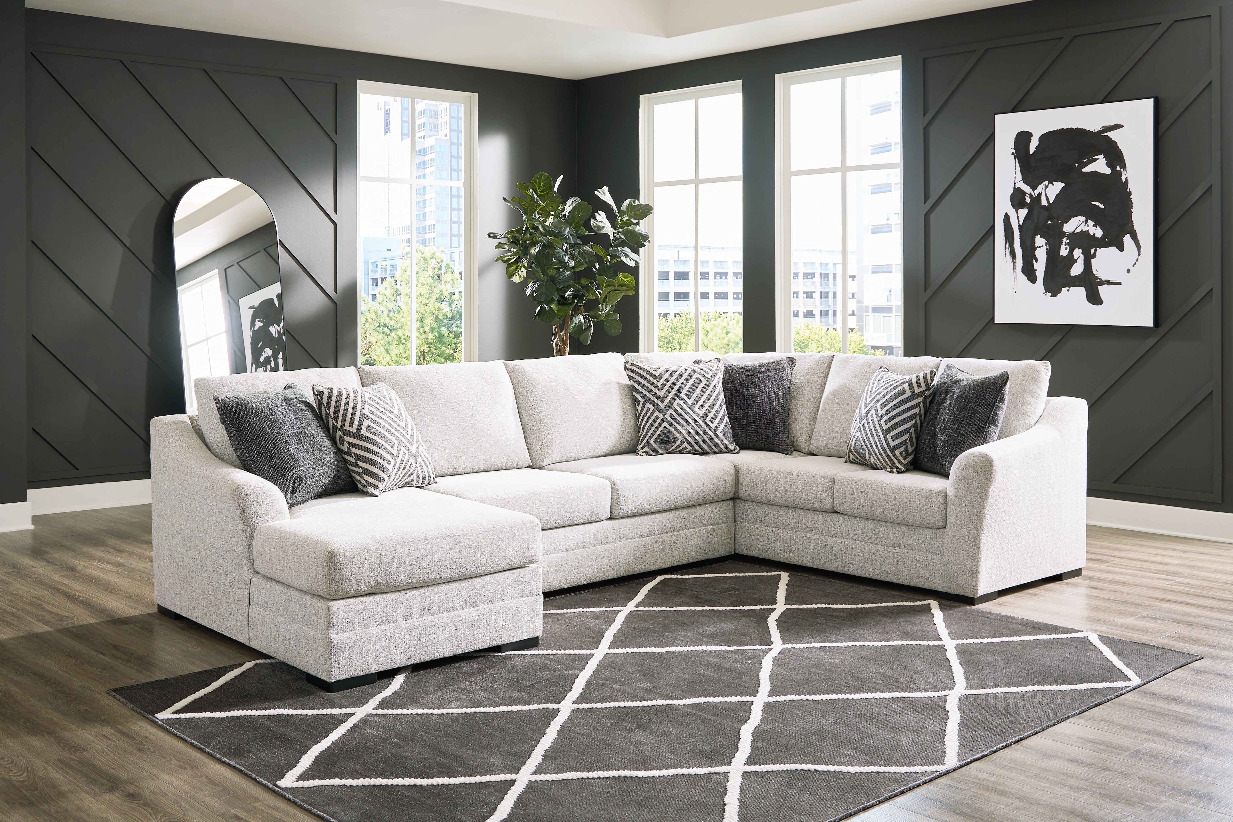 Elite Furniture Outlet - Ashley Furniture - Koralynn Sectional - RAF 3-Piece Sectional with Chaise / Stone - 54102S1