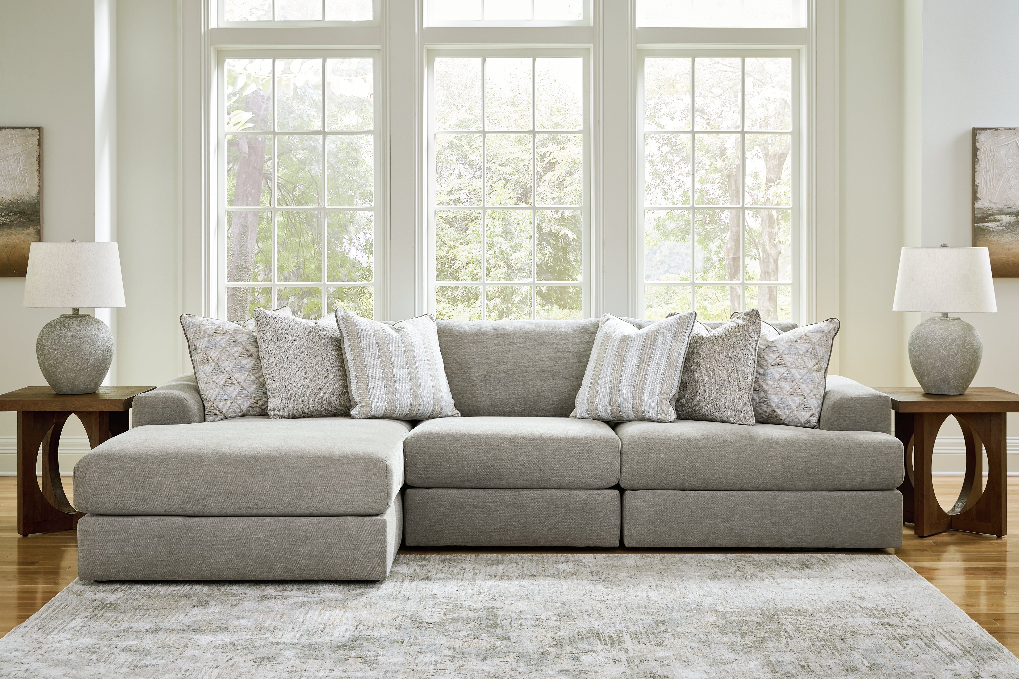 Elite Furniture Outlet - Ashley Furniture - Avaliyah Sectional - RAF 6-Piece Sectional with Chaise / Ash - 58103S12
