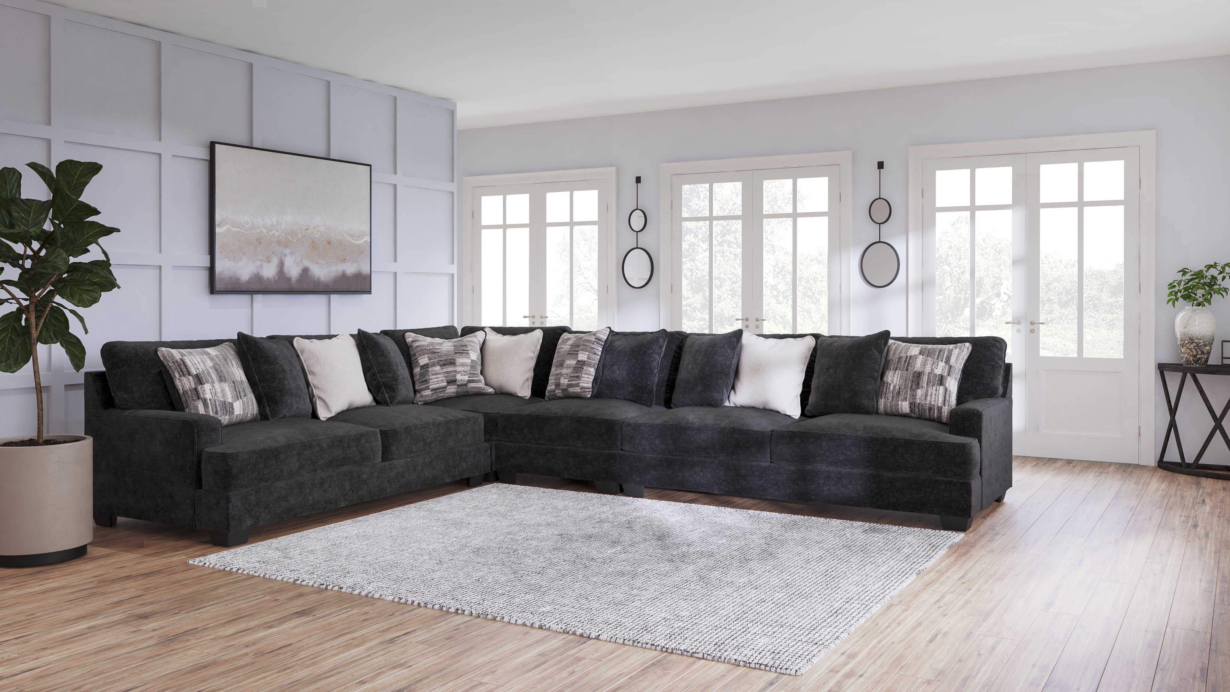 Elite Furniture Outlet - Ashley Furniture - Lavernett Sectional - LAF 4-Piece Sectional / Charcoal - 59603S2