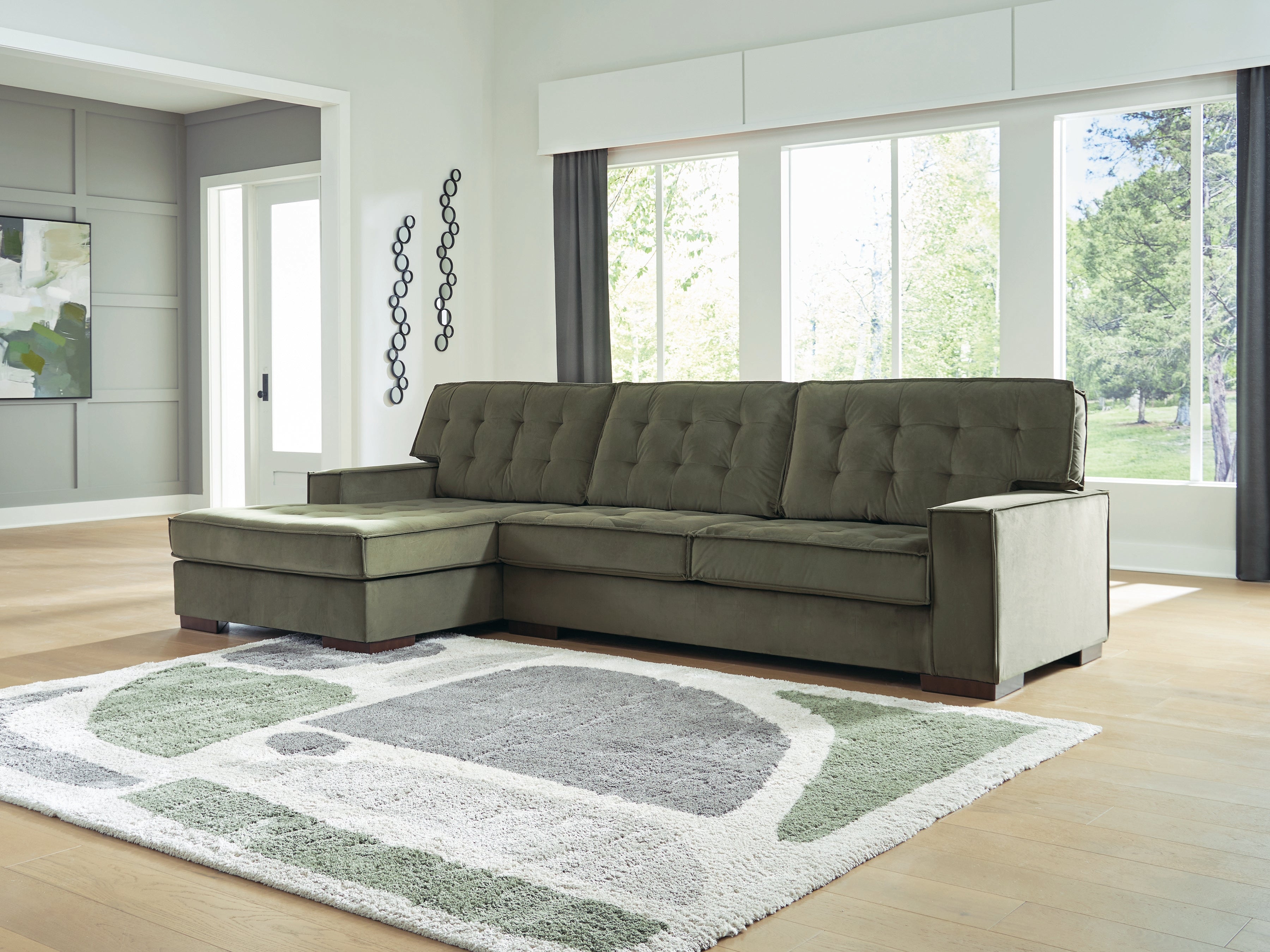 Elite Furniture Outlet - Ashley Furniture - Caspian-Town Sectional - LAF 2-Piece Sectional with Chaise / Olive - PC61702S2