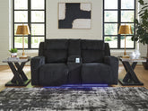 Elite Furniture Outlet - Ashley Furniture - Forest Lake Living Room - PWR REC Sofa with ADJ Headrest / Black - PC6420215