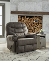 Elite Furniture Outlet - Ashley Furniture - Camera Time Living Room - Zero Wall Recliner / Gunmetal - 6570729