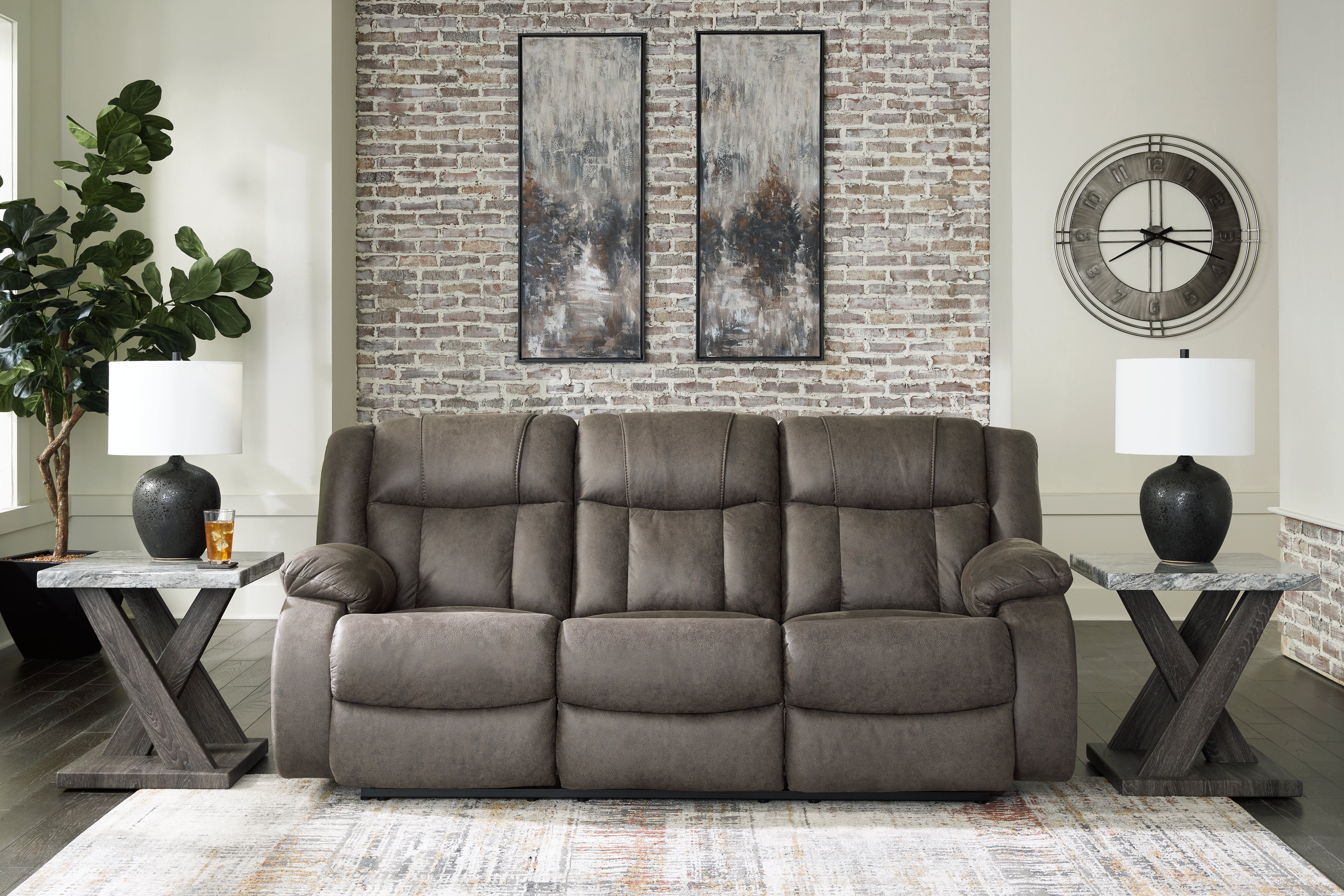 Elite Furniture Outlet - Ashley Furniture - First Base Living Room - Reclining Loveseat / Gunmetal - 6880486