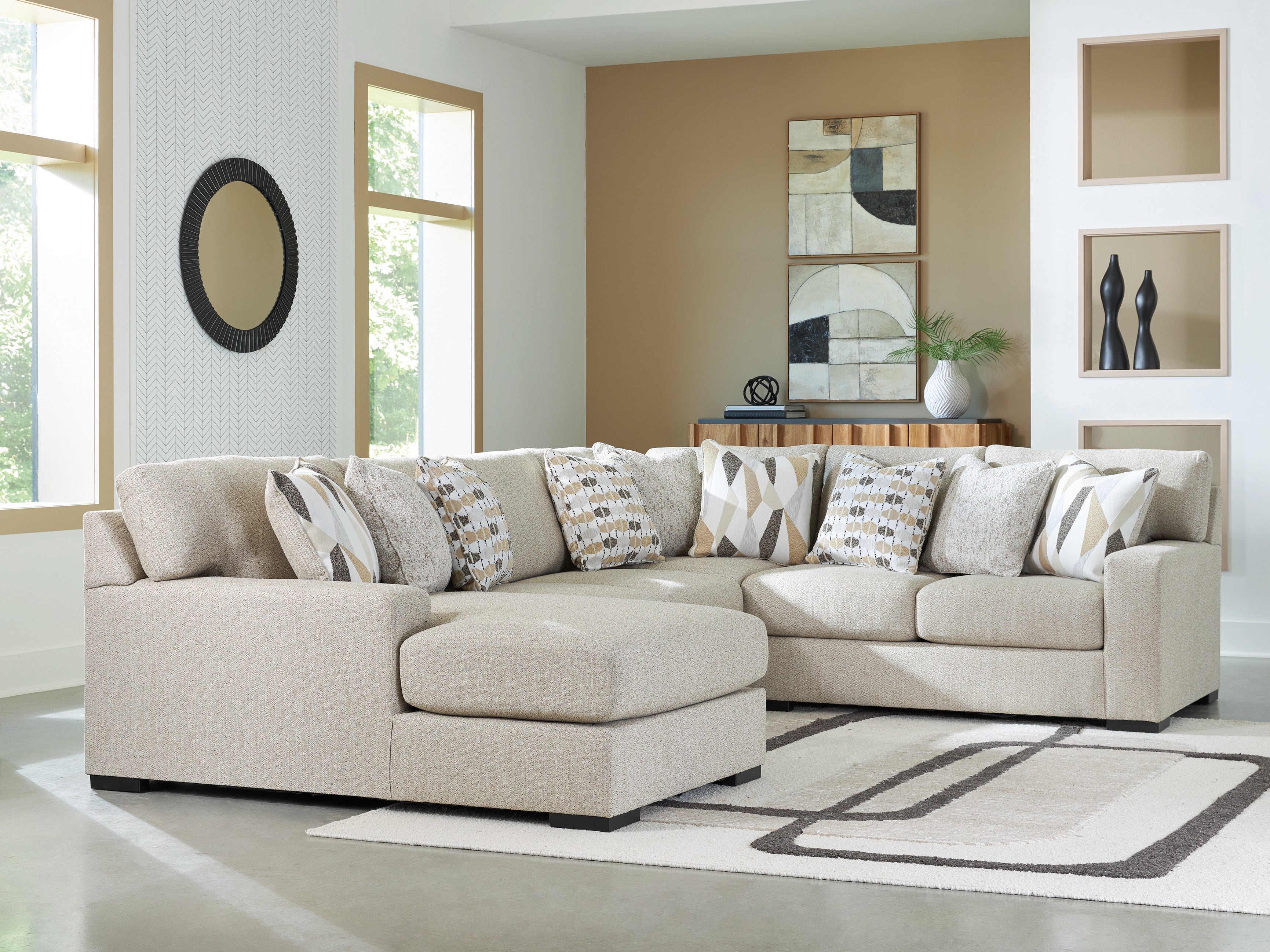 Elite Furniture Outlet - Ashley Furniture - Laurelgrove Sectional - RAF 2-Piece Sectional Sofa Chaise / Pebble - 75105S4