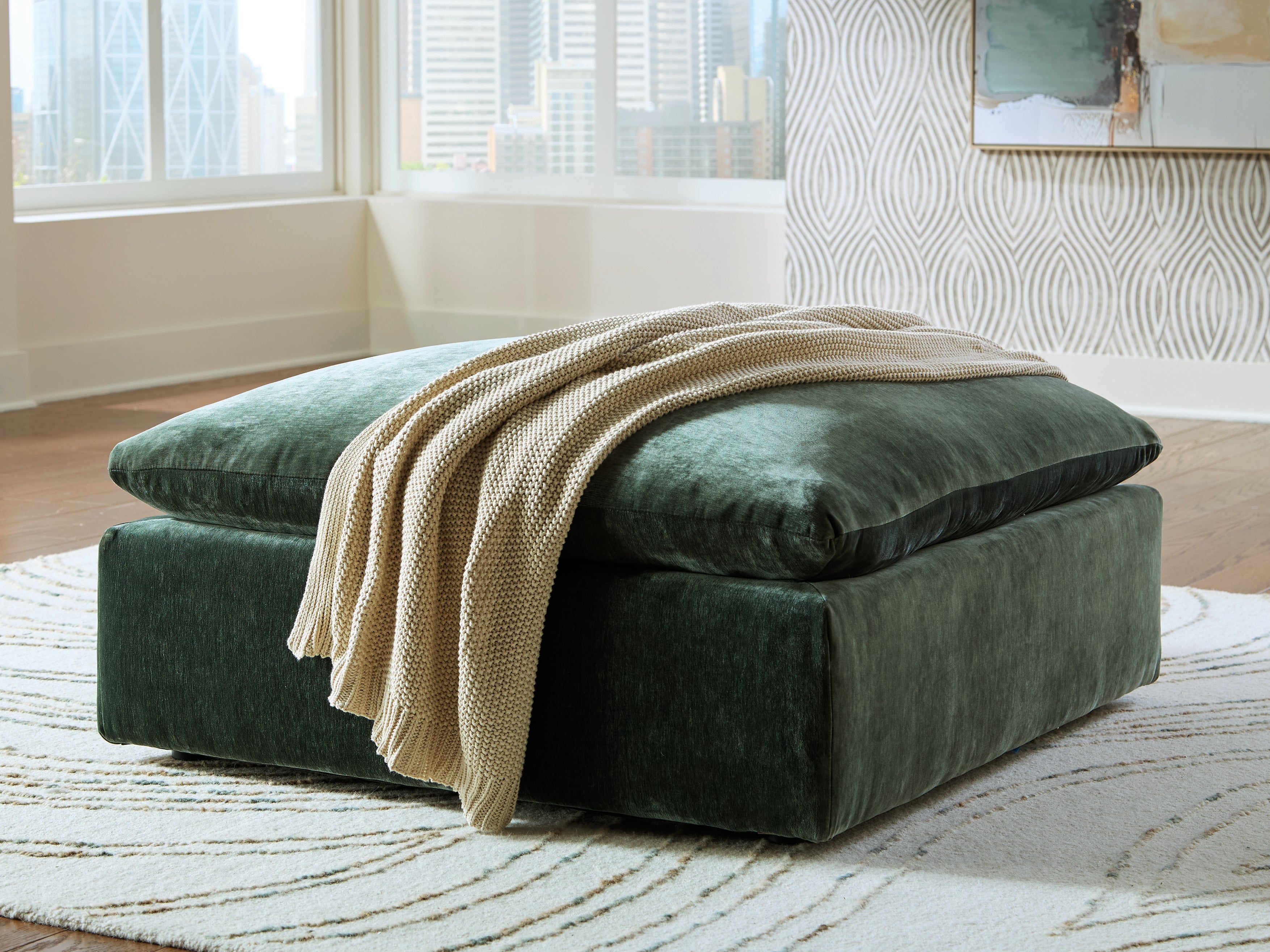 Elite Furniture Outlet - Ashley Furniture - Carriage View Living Room - Oversized Accent Ottoman / Jade - 7800108