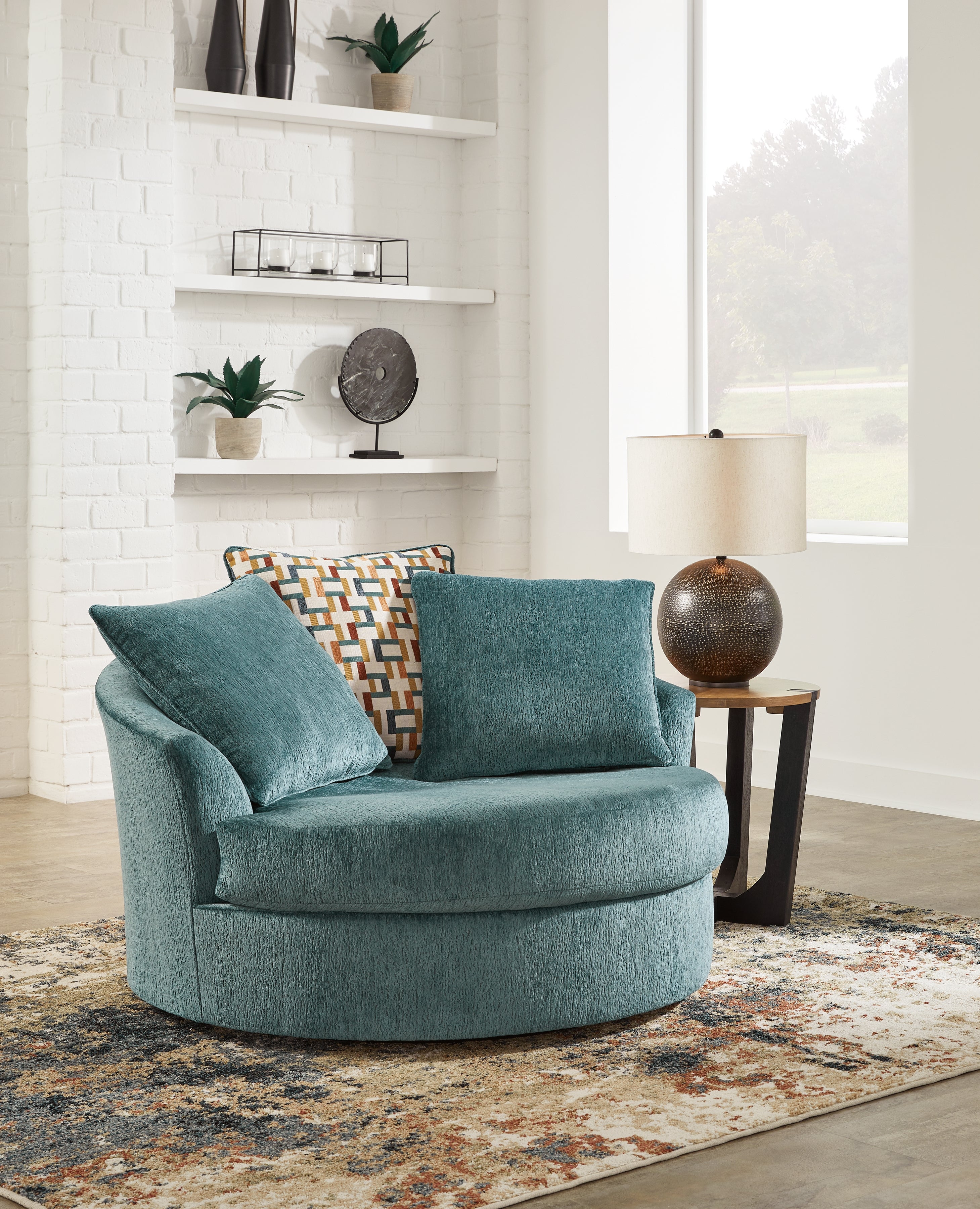 Elite Furniture Outlet - Ashley Furniture - Laylabrook Living Room - Oversized Swivel Accent Chair / Teal - 9220621
