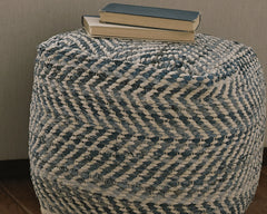 Elite Furniture Outlet - Ashley Furniture - Chevron Pouf - Pouf / Blue - A1000445