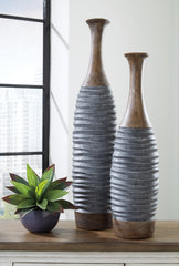 Elite Furniture Outlet - Ashley Furniture - Blayze Vase - Vase Set (Set of 2) / Antique Gray/Brown - A2000388