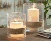 Elite Furniture Outlet - Ashley Furniture - Eudocia Candle Holder - Candle Holder Set (Set of 2) / Clear - A2000456