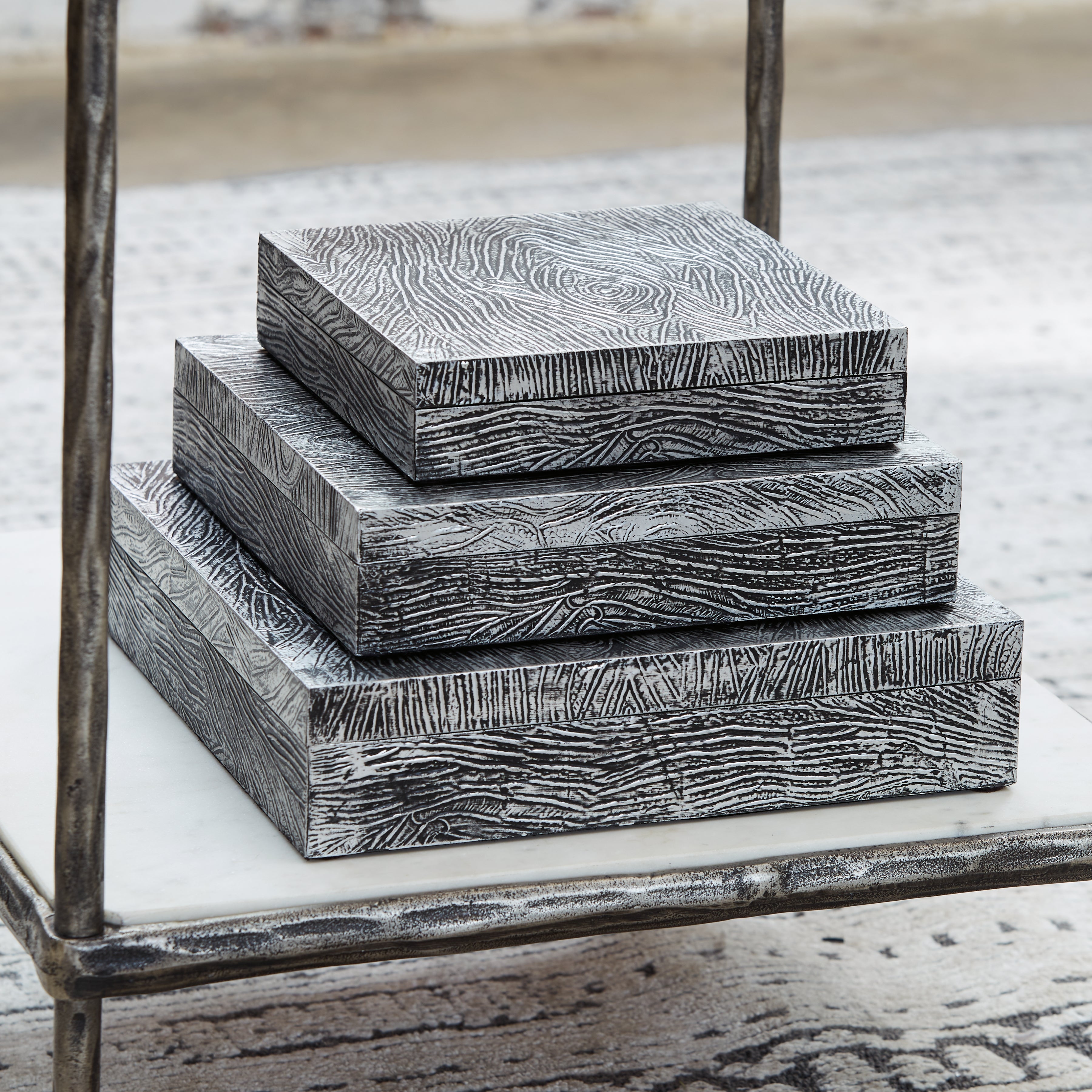 Elite Furniture Outlet - Ashley Furniture - Keldy Box (Set of 3) - Box Set (3/CN) / Antique Pewter Finish - A2000491