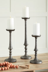 Elite Furniture Outlet - Ashley Furniture - Eravell Candle Holder - Candle Holder Set (3/CN) / Pewter Finish - A2000584