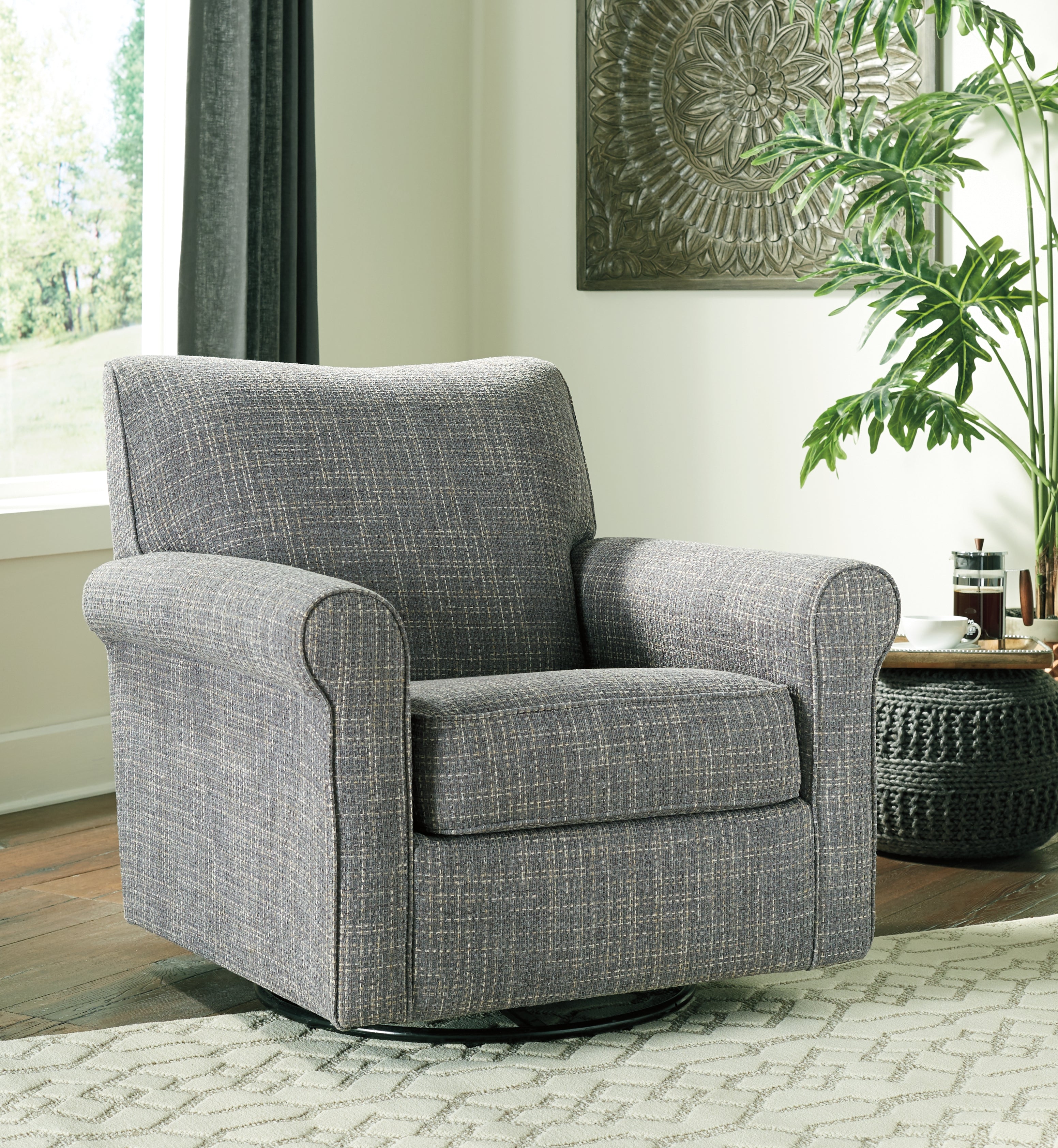 Elite Furniture Outlet - Ashley Furniture - Renley Accent Chair - Swivel Glider Accent Chair / Ash - A3000002