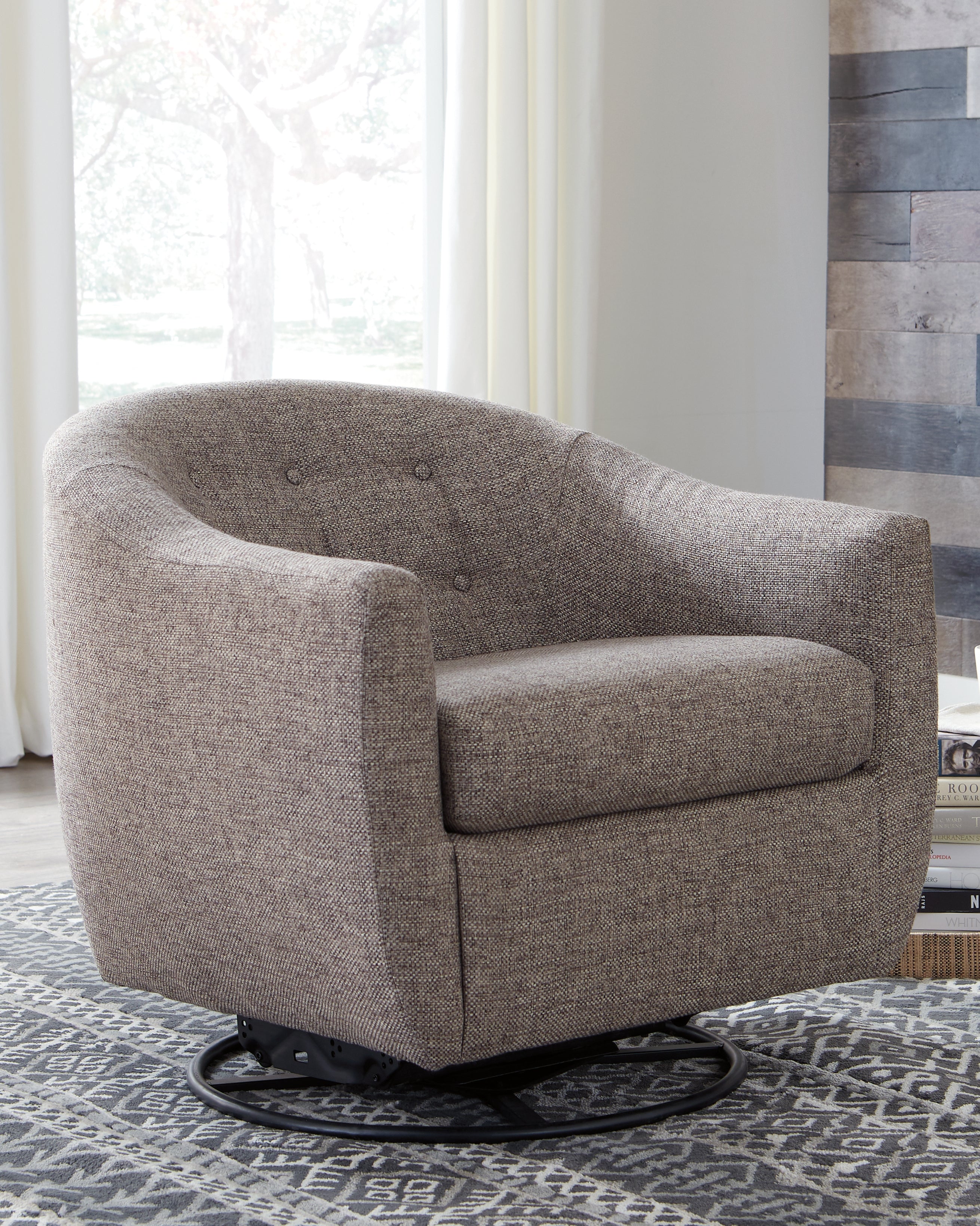 Elite Furniture Outlet - Ashley Furniture - Upshur Accent Chair - Swivel Glider Accent Chair / Taupe - A3000003