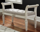 Elite Furniture Outlet - Ashley Furniture - Realyn Accent Bench - Accent Bench / Antique White / 46"W x 16"D x 26"H - A3000157