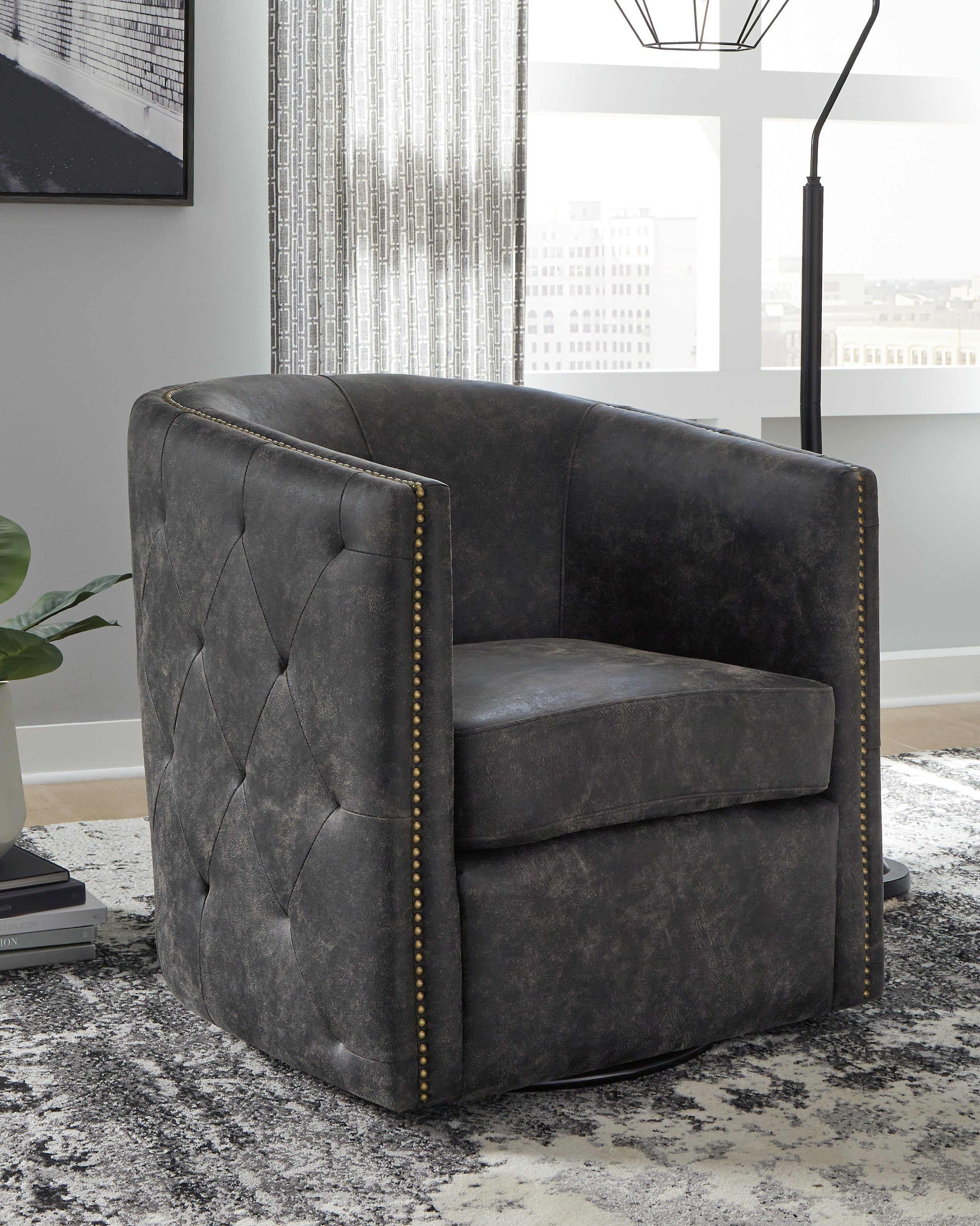 Elite Furniture Outlet - Ashley Furniture - Brentlow Swivel Accent Chair - Swivel Accent Chair / Granite - A3000741