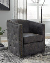 Elite Furniture Outlet - Ashley Furniture - Brentlow Swivel Accent Chair - Swivel Accent Chair / Granite - A3000741