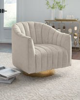 Elite Furniture Outlet - Ashley Furniture - Penzlin Accent Chair - Swivel Accent Chair / Pearl - A3000241