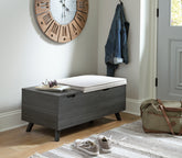 Elite Furniture Outlet - Ashley Furniture - Yarlow Storage Bench - Storage Bench / Linen/Gray / 39"W x 19"D x 17"H - A3000321