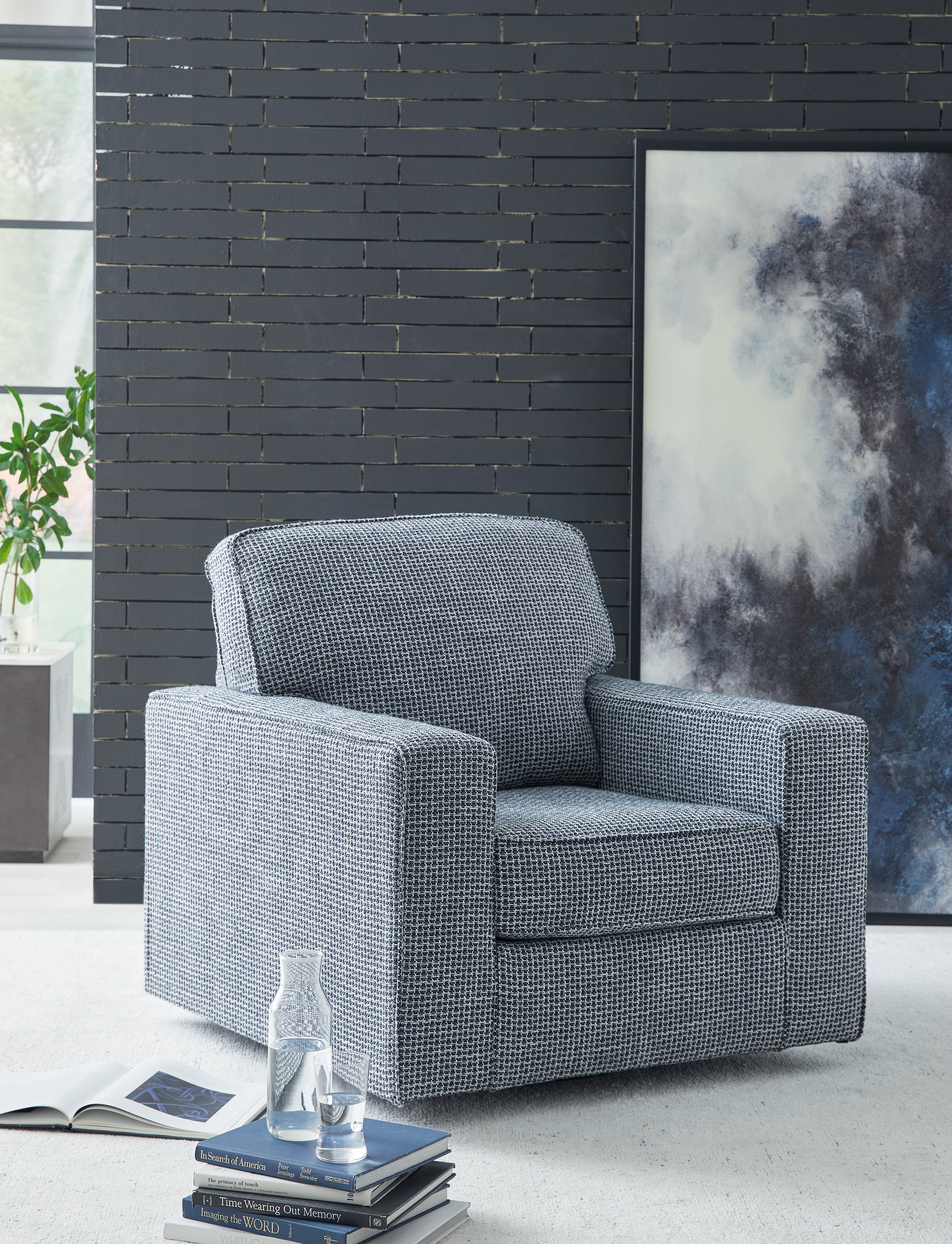 Elite Furniture Outlet - Ashley Furniture - Olwenburg Swivel Accent Chair - Swivel Accent Chair / Denim - A3000652
