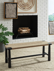 Elite Furniture Outlet - Ashley Furniture - Acerman Accent Bench - Accent Bench / Black/Natural / 48"W x 16"D x 18"H - A3000684
