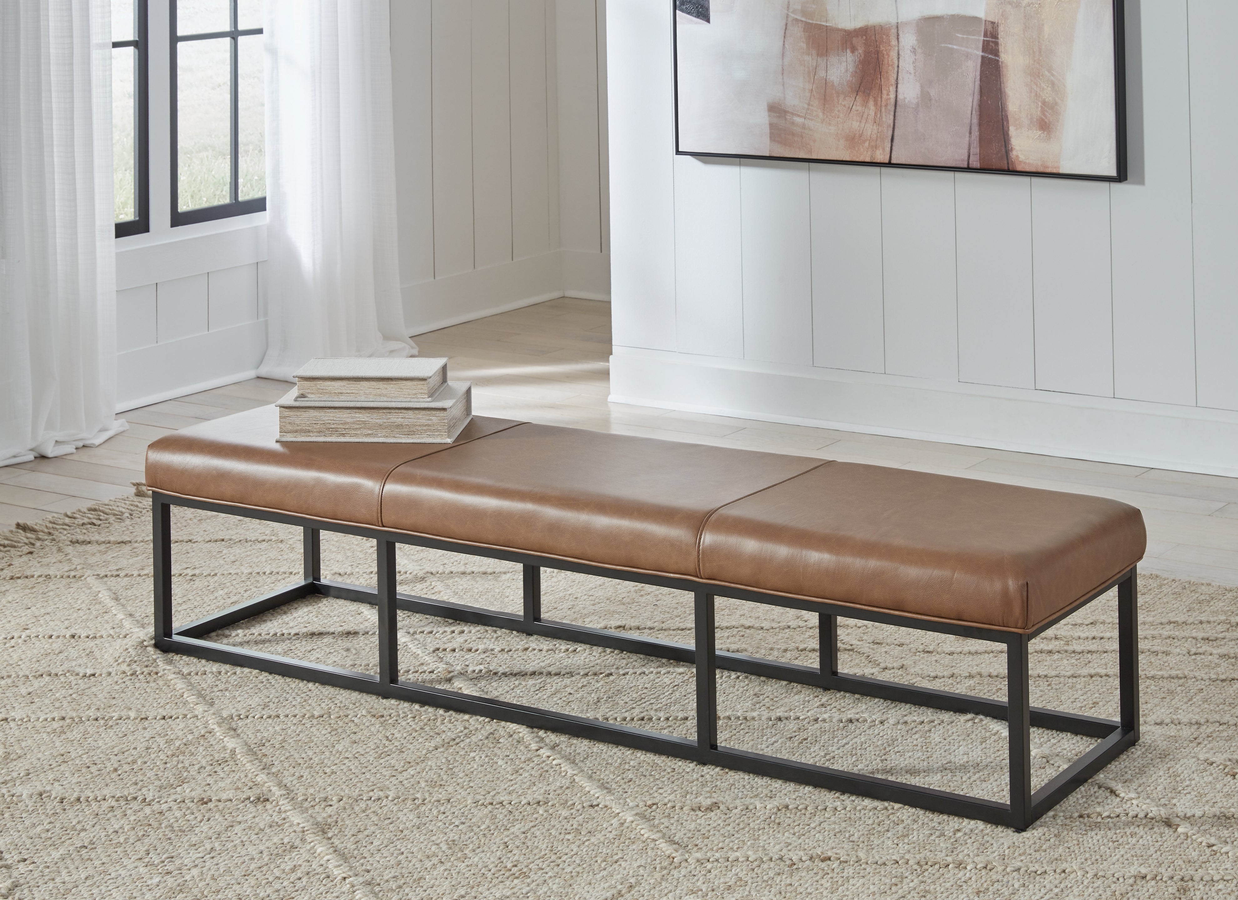 Elite Furniture Outlet - Ashley Furniture - Joston Accent Bench - Accent Bench / Caramel / 71"W x 19"D x 16"H - A3000693