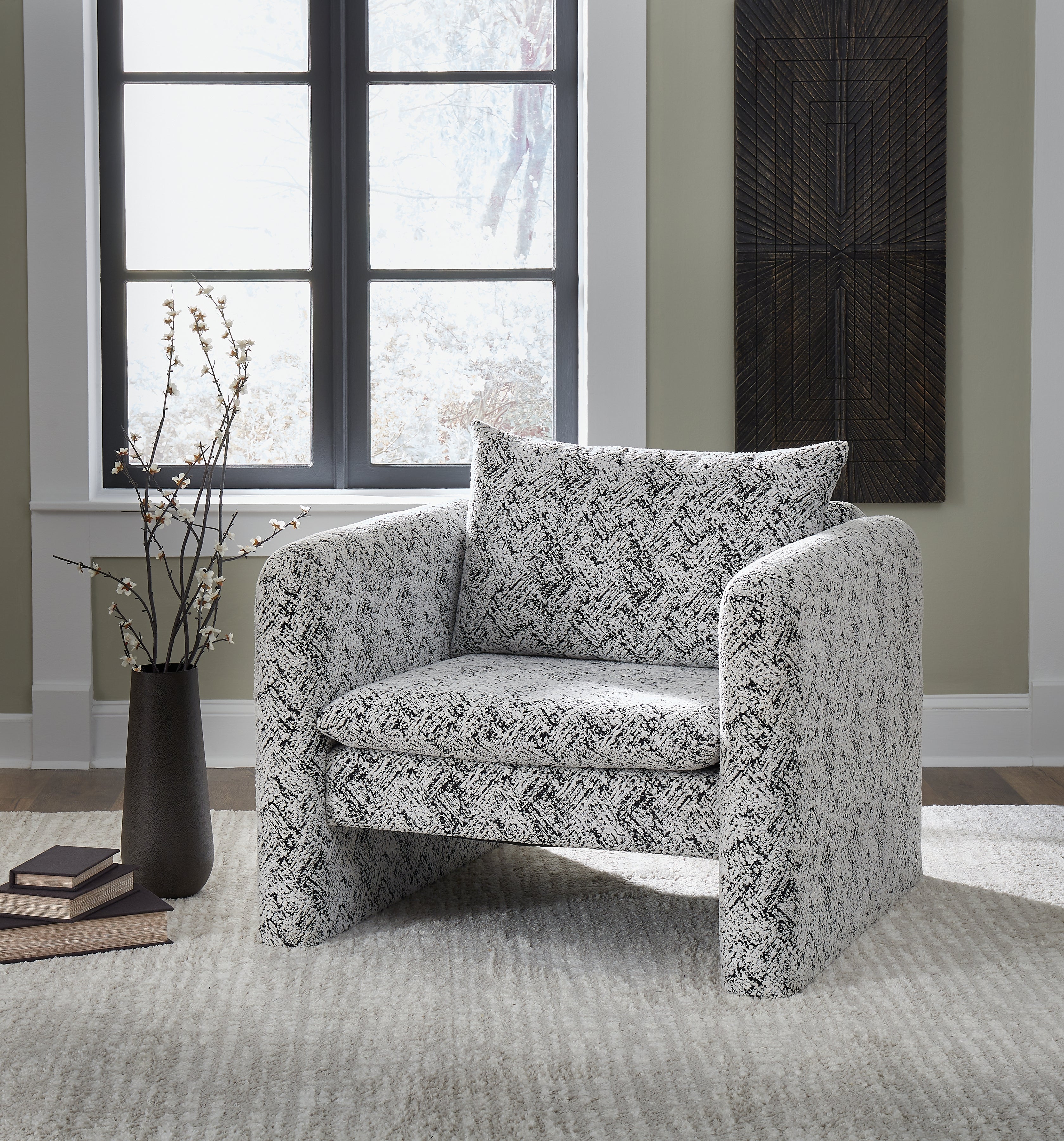 Elite Furniture Outlet - Ashley Furniture - Kenbell Accent Chair - Accent Chair / Black/White - A3000705