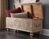 Elite Furniture Outlet - Ashley Furniture - Fossil Ridge Storage Bench - Storage Bench / Beige / 44"W x 17"D x 17"H - A4000039