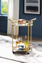 Elite Furniture Outlet - Ashley Furniture - Wynora Bar Cart - Bar Cart / Gold - A4000099
