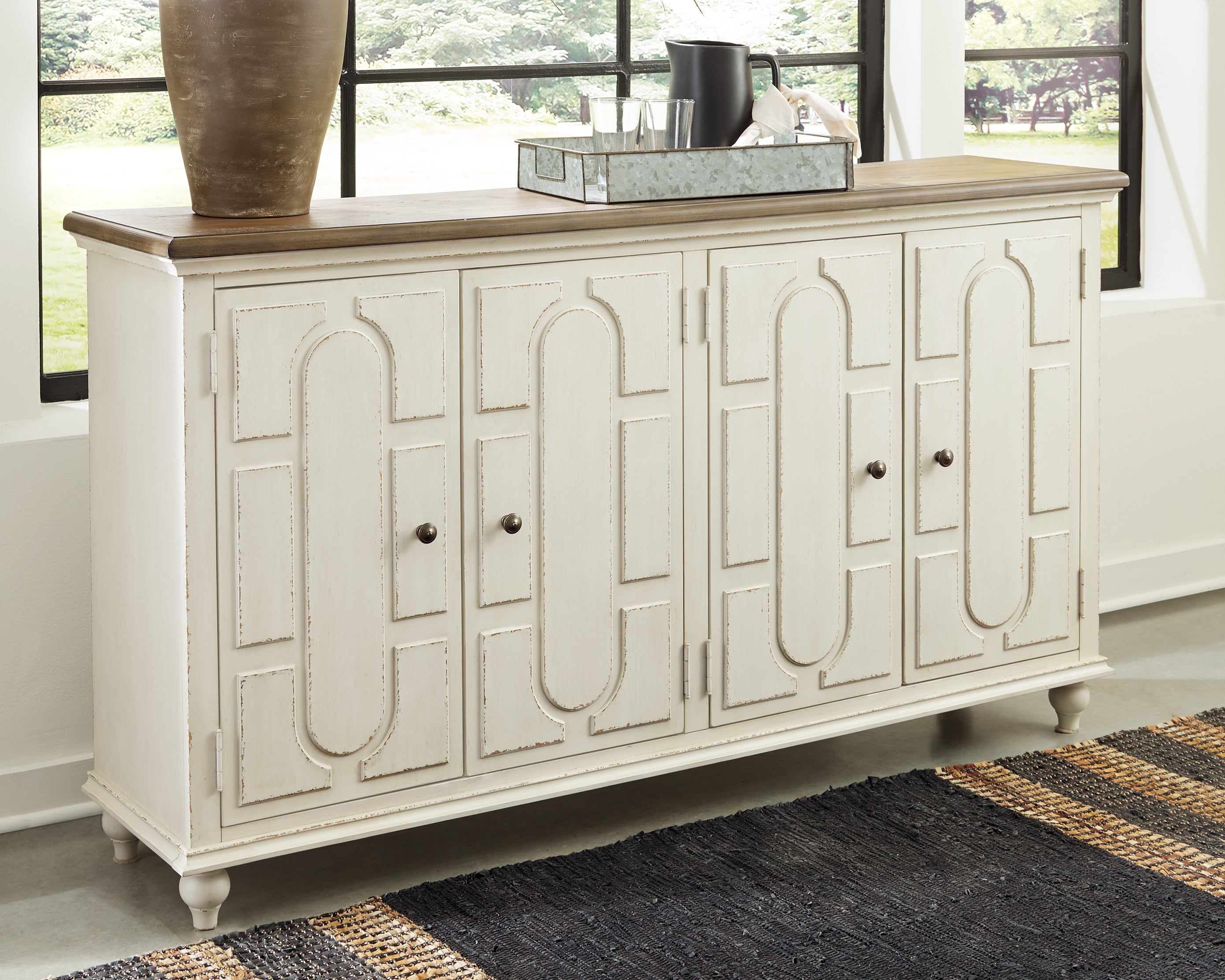Elite Furniture Outlet - Ashley Furniture - Roranville Accent Cabinet - Accent Cabinet / Antique White - A4000268