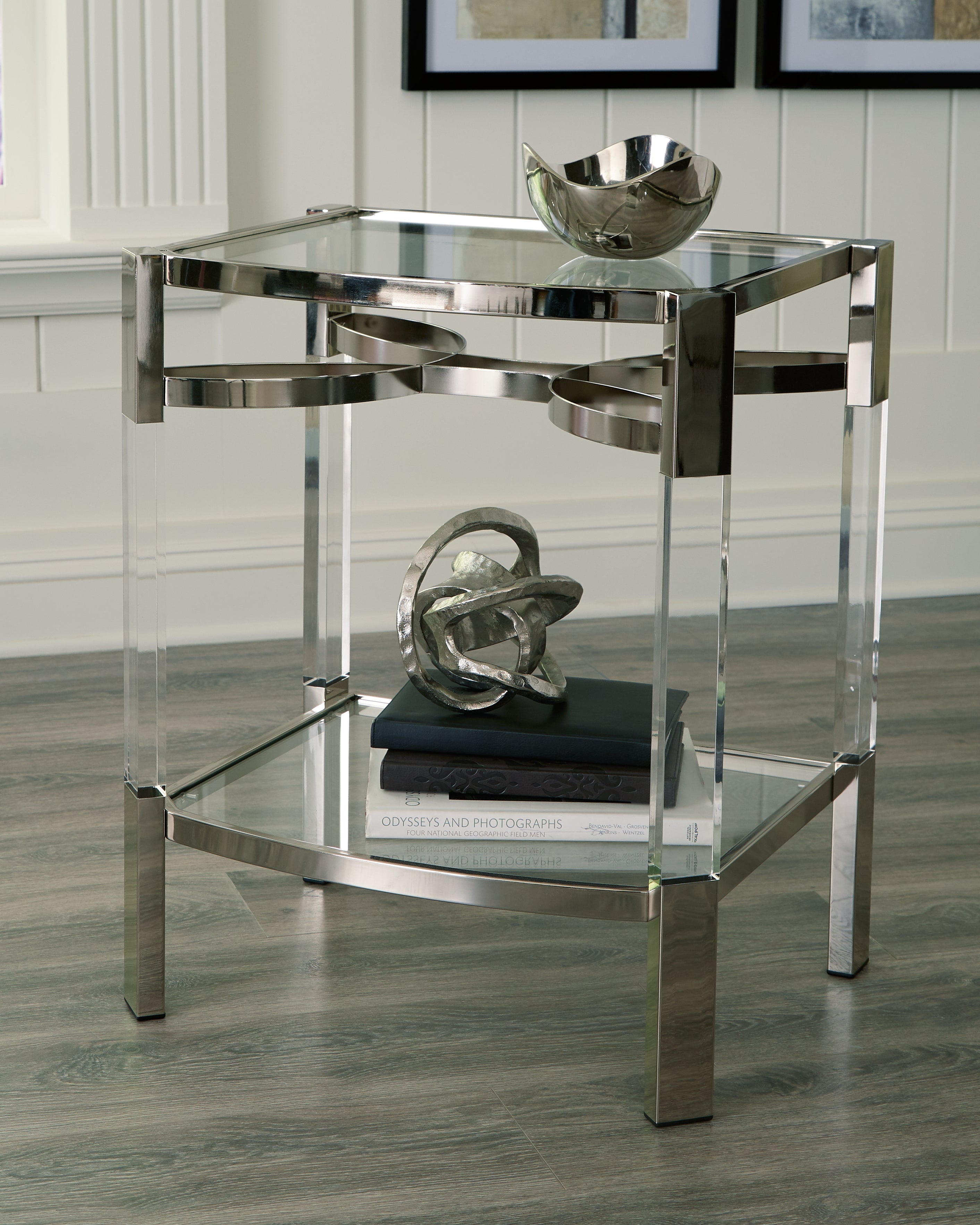 Elite Furniture Outlet - Ashley Furniture - Chaseton Accent Table - Accent Table / Clear/Silver Finish - A4000334