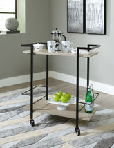 Elite Furniture Outlet - Ashley Furniture - Waylowe Bar Cart - Bar Cart / Brown/Black - A4000389
